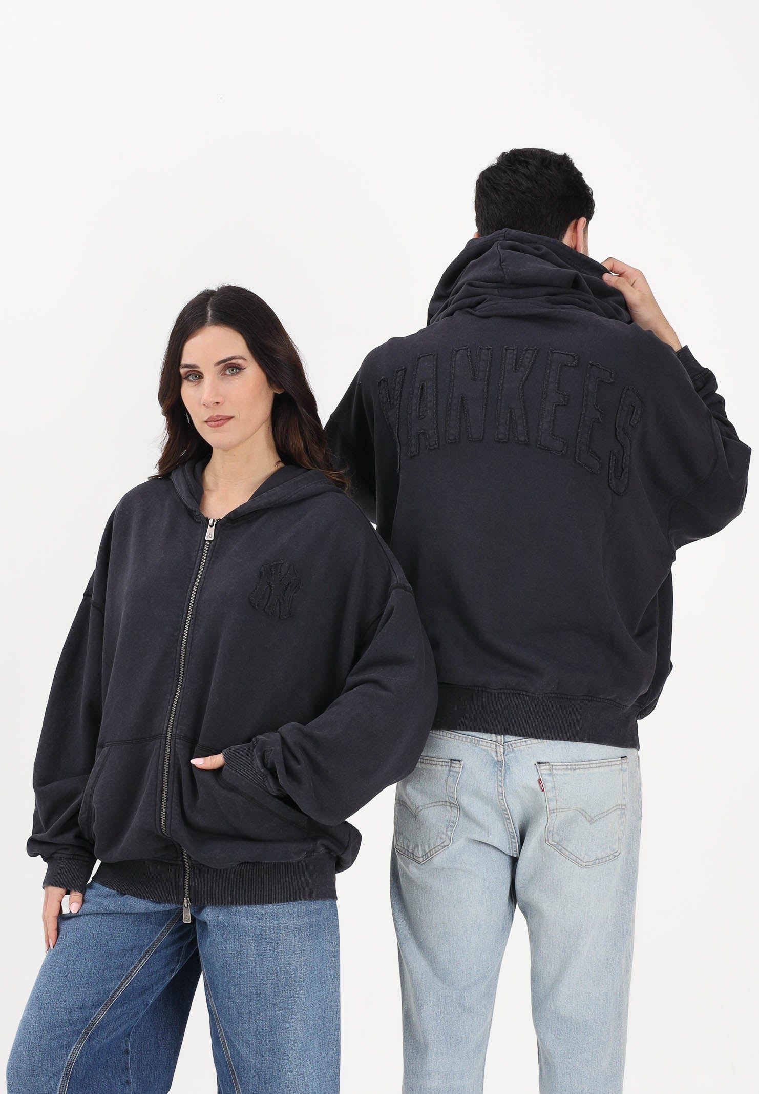 NEW ERA Felpa con zip New York Yankees MLB nera per uomo e donna 60771646 . NEW ERA