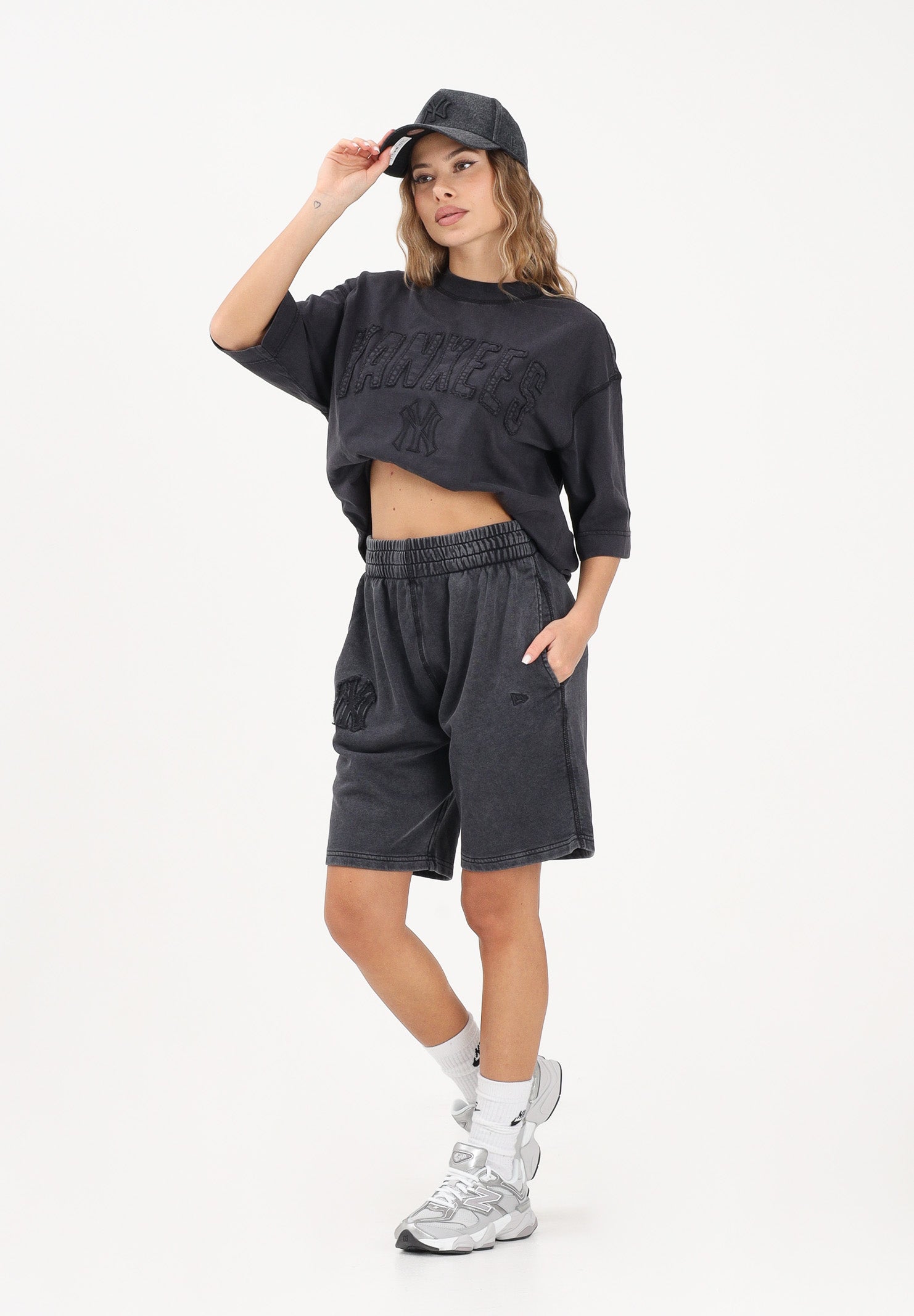 NEW ERA Shorts sportivo MLB Washed New York Yankees nero per uomo e donna 60771649 . NEW ERA