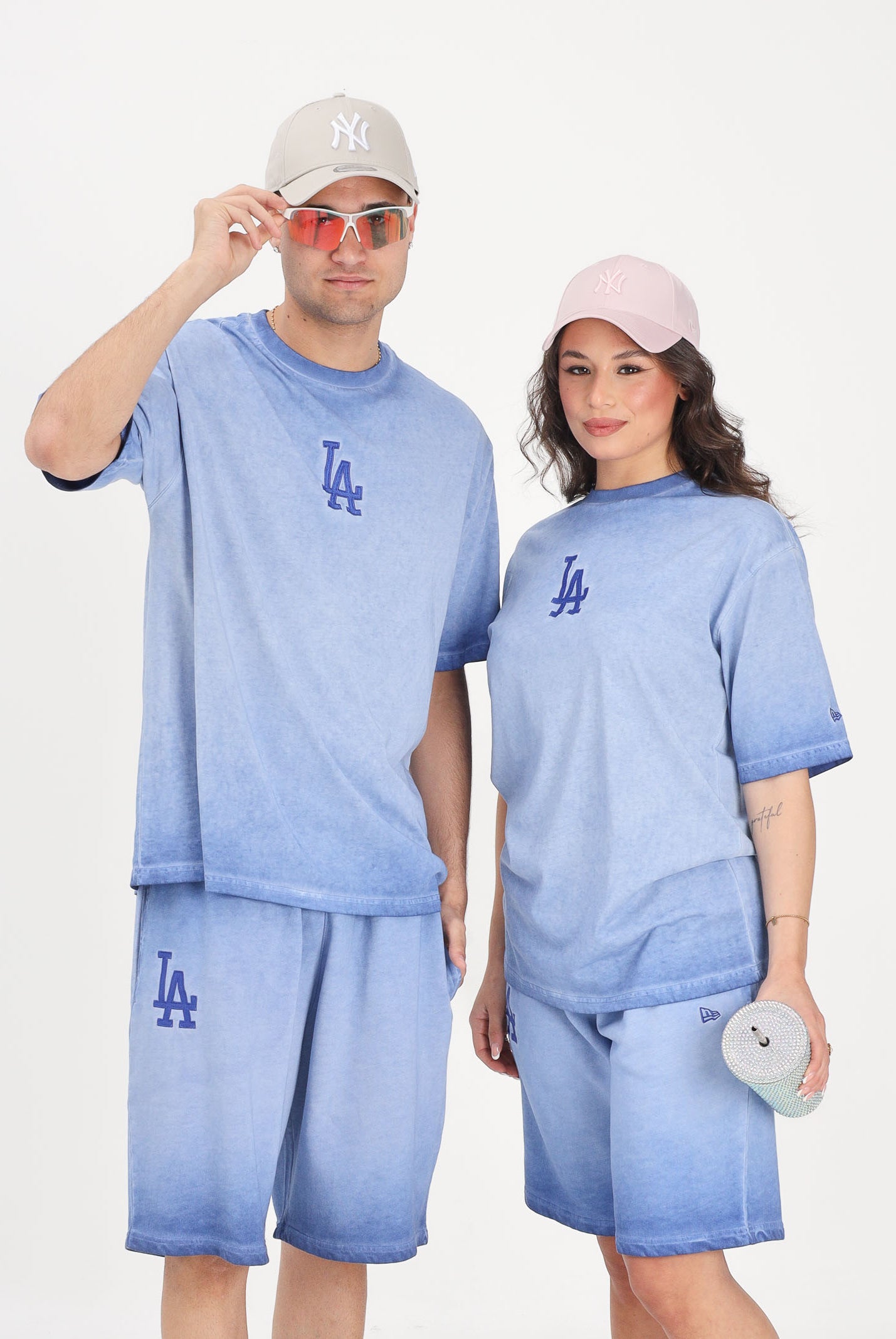 NEW ERA T-shirt a manica corta LA Dodgers MLB Washed Logo blu per uomo e donna 60856137 . NEW ERA