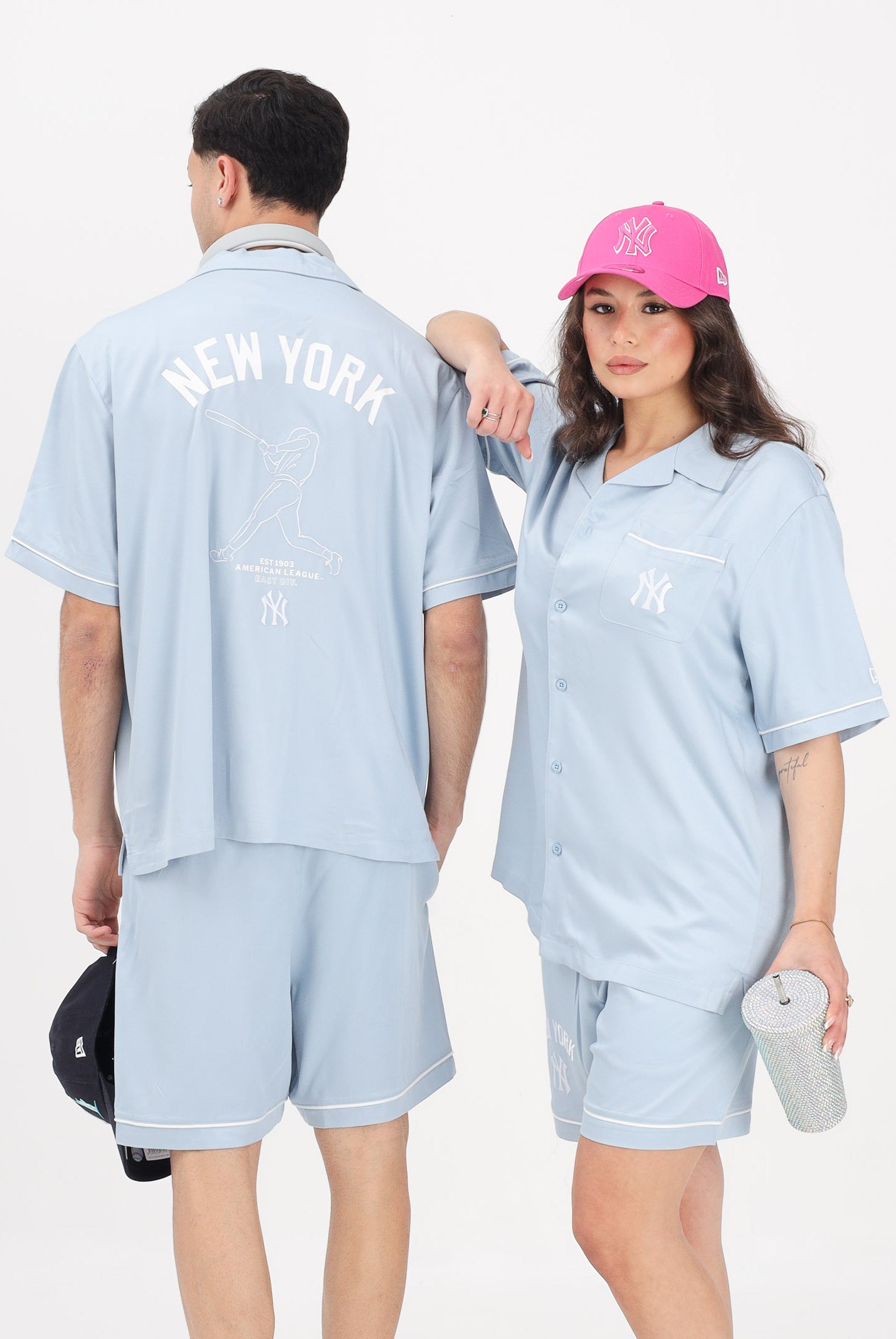 NEW ERA Camicia a manica corta MLB Graphic Revere New York Yankees celeste per uomo e donna 60856138 . NEW ERA