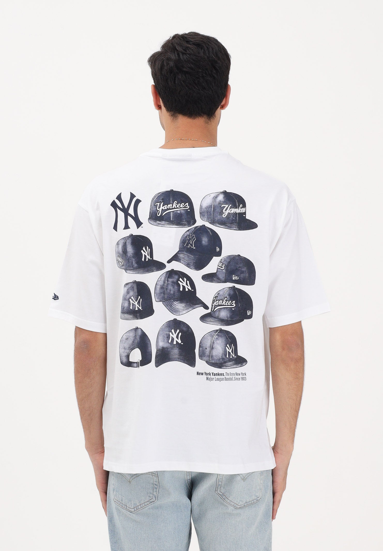 NEW ERA T-shirt a manica corta Oversized New York Yankees MLB Cap Graphic bianca per uomo e donna 60856148 . NEW ERA