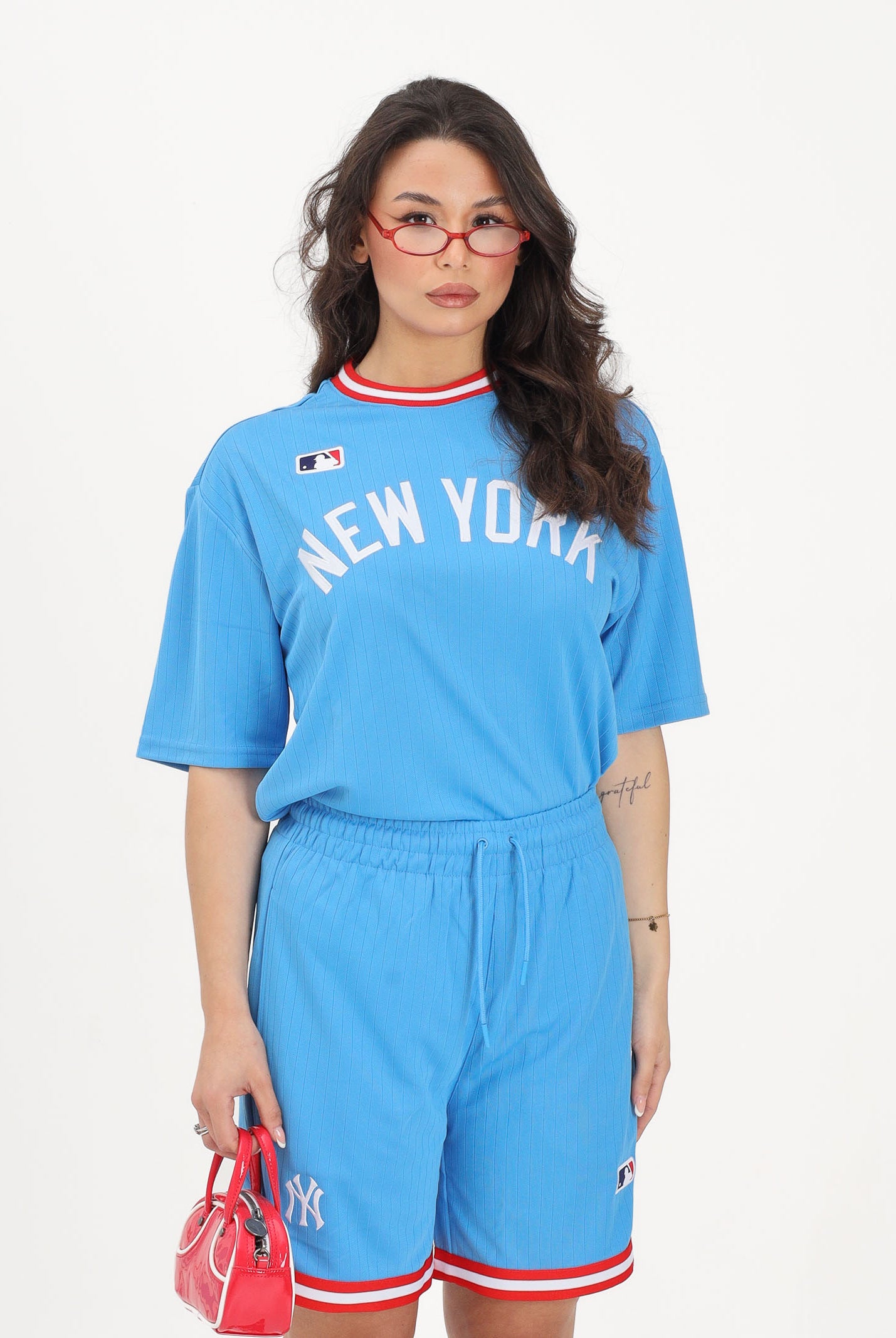 NEW ERA T-shirt a manica corta Oversized New York Yankees MLB Arch azzurra per uomo e donna 60856155 . NEW ERA