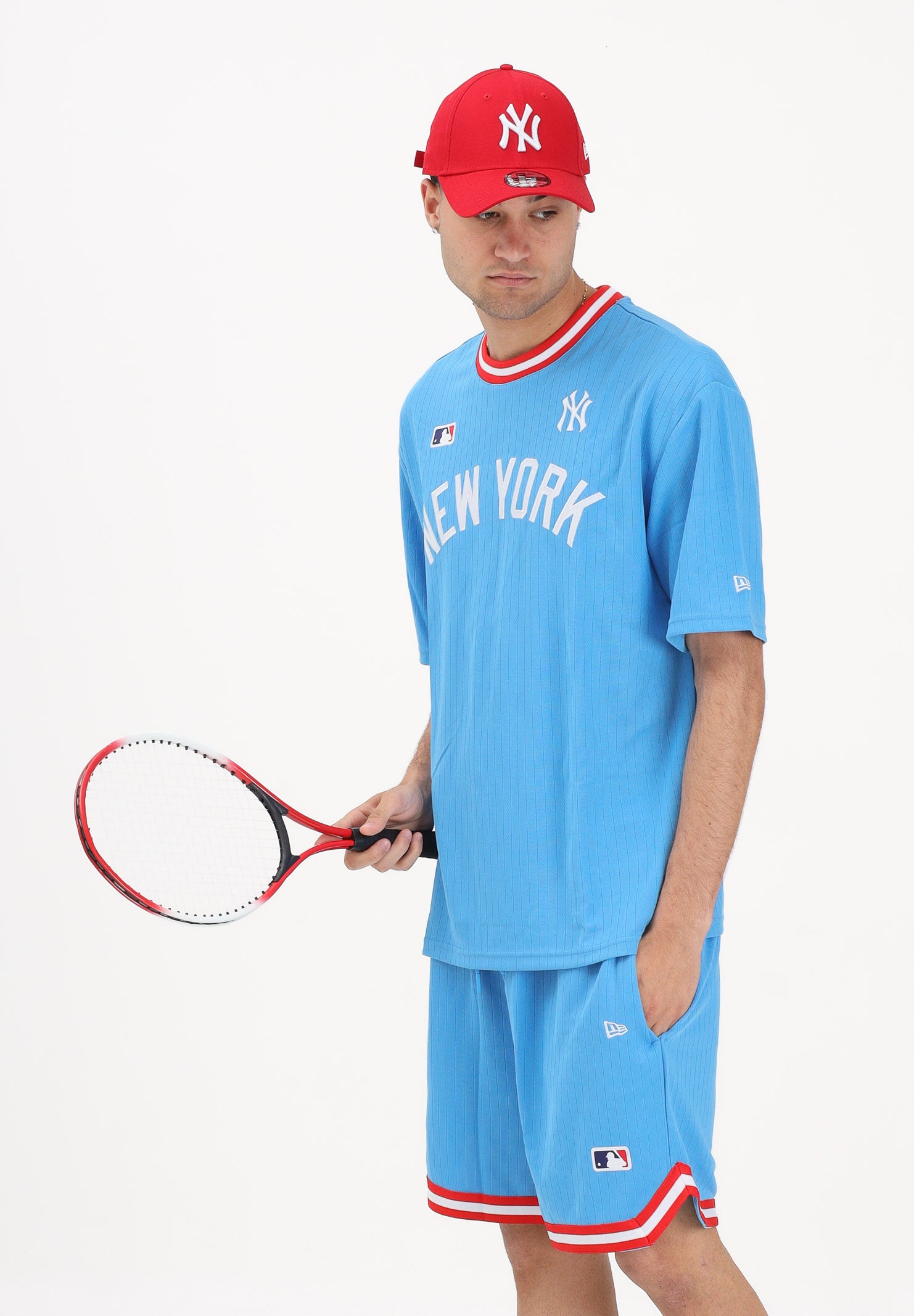 NEW ERA T-shirt a manica corta Oversized New York Yankees MLB Arch azzurra per uomo e donna 60856155 . NEW ERA