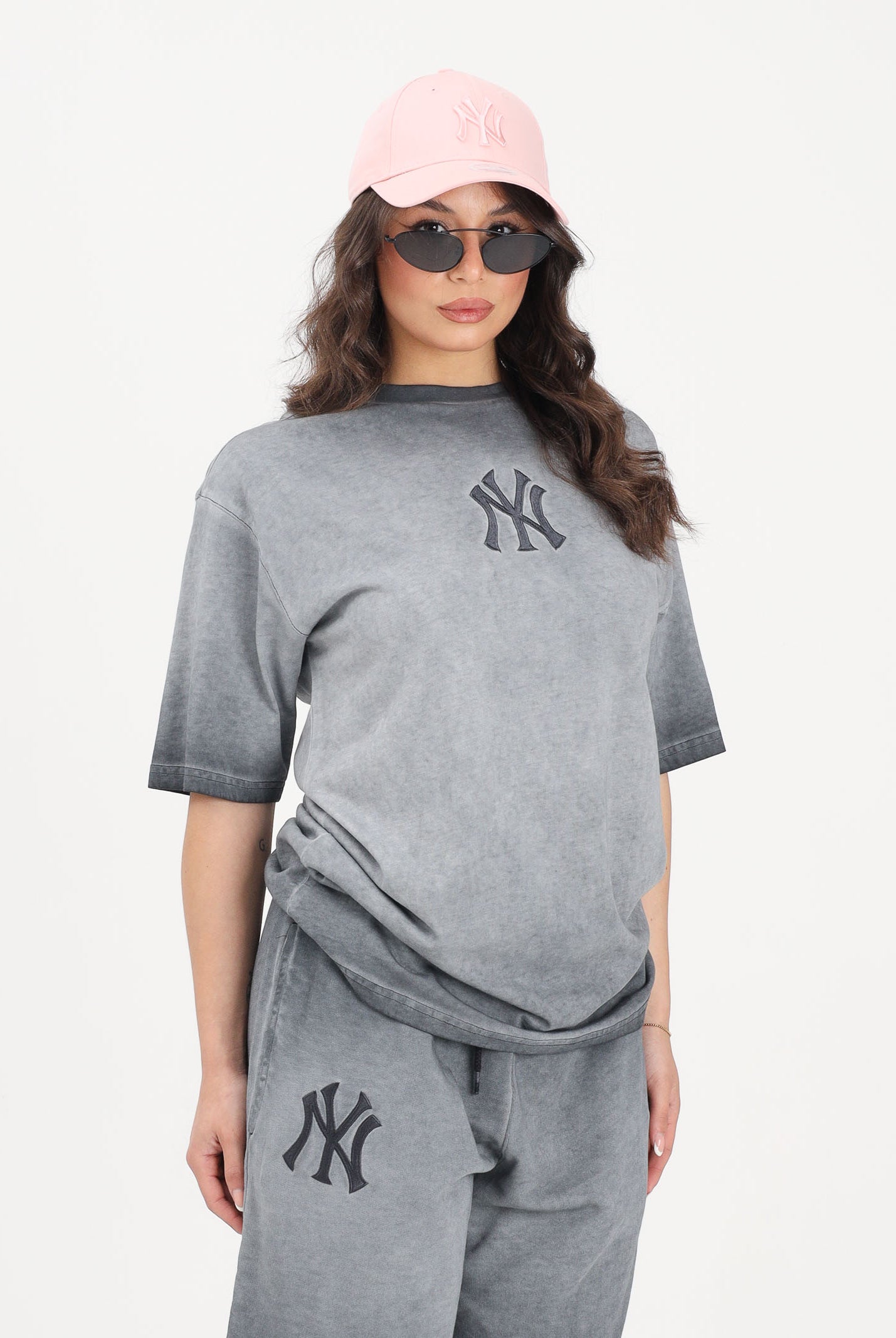 NEW ERA T-shirt a manica corta New York Yankees MLB Washed Logo grigia per uomo e donna 60856162 . NEW ERA