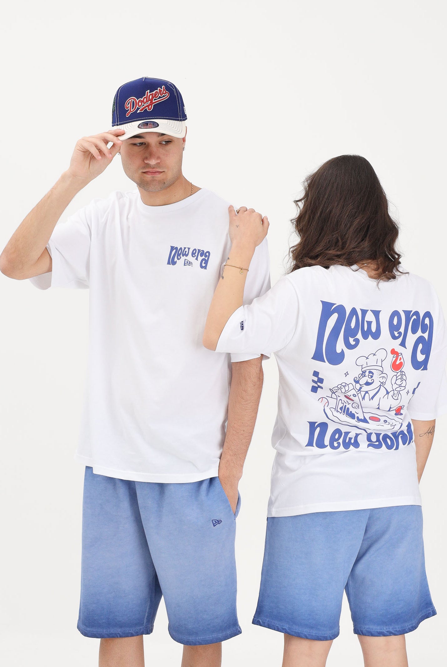 NEW ERA T-shirt a manica corta bianca per uomo e donna con stampa 60856181 . NEW ERA