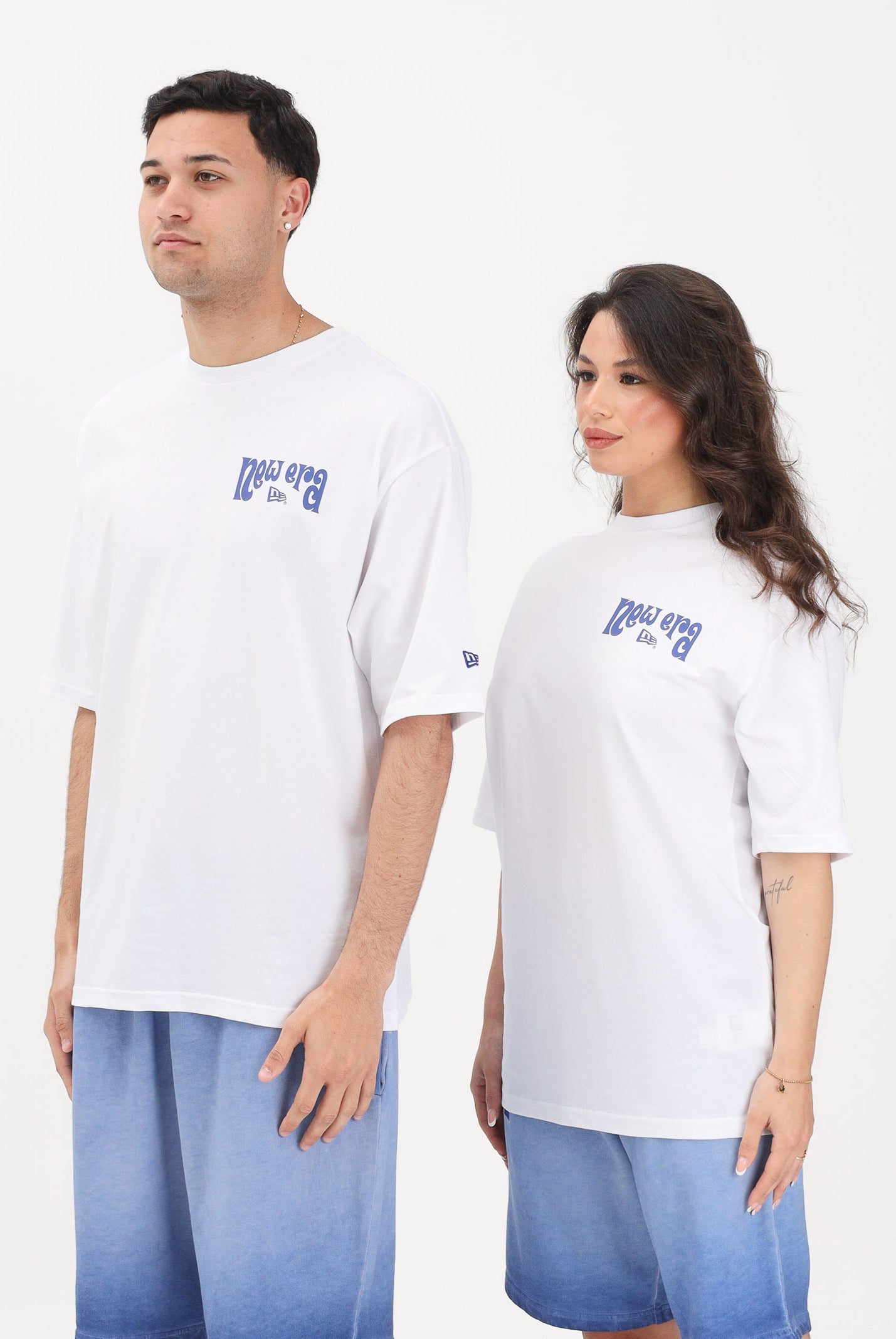 NEW ERA T-shirt a manica corta bianca per uomo e donna con stampa 60856181 . NEW ERA