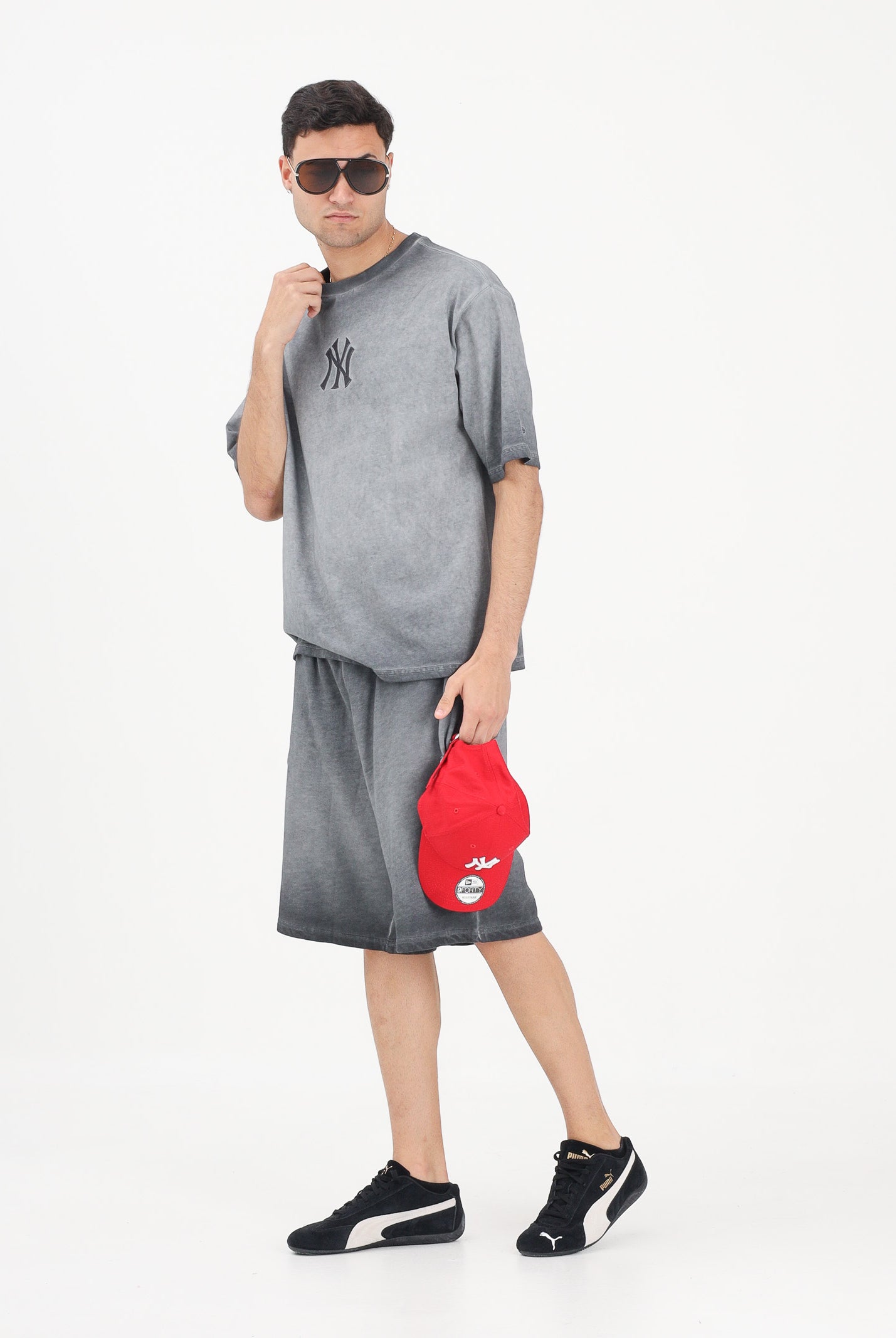 NEW ERA Shorts sportivo New York Yankees MLB Washed Logo grigio per uomo e donna 60856194 . NEW ERA