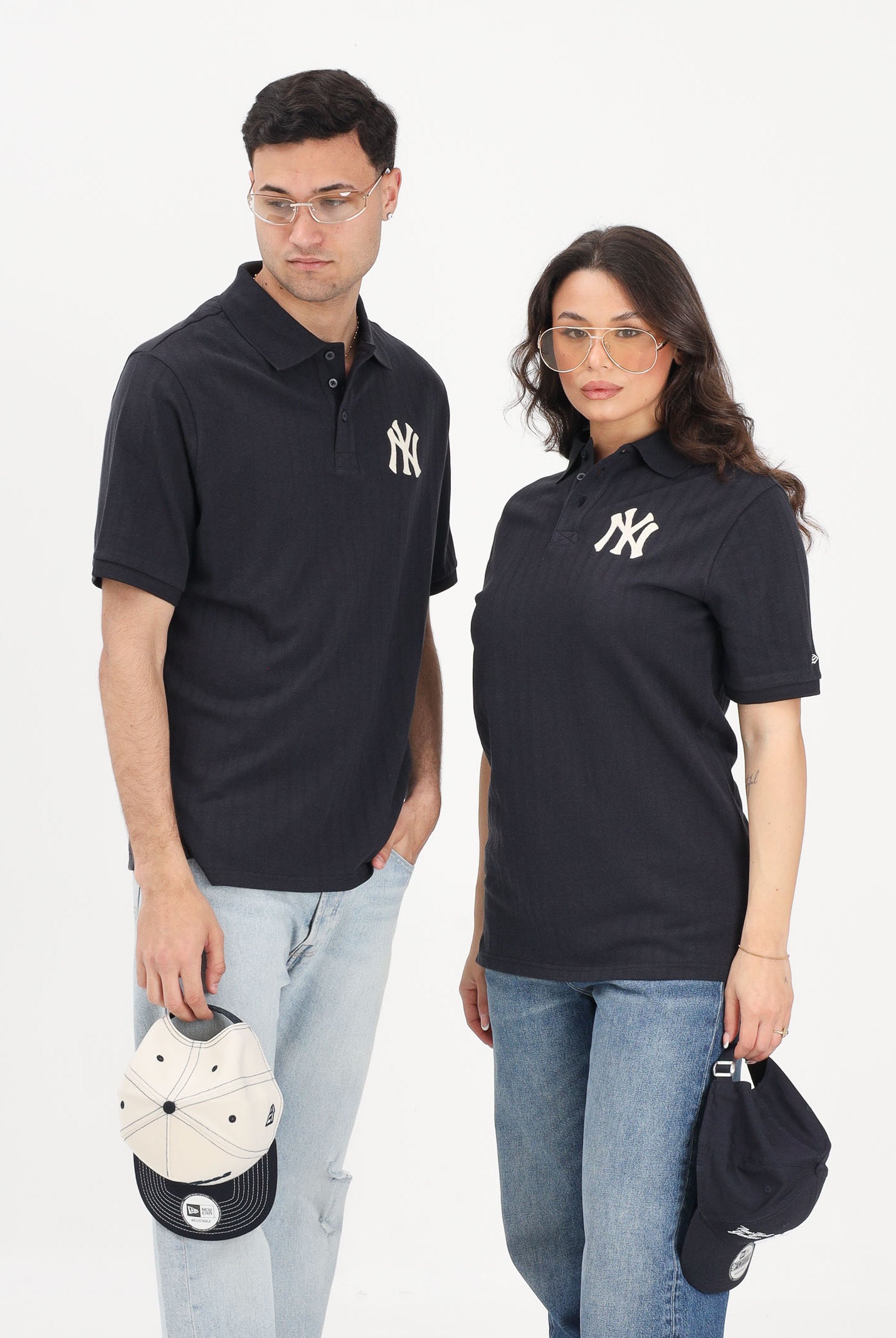 NEW ERA Polo a manica corta New York Yankees MLB Rib blu per uomo e donna 60856204 . NEW ERA