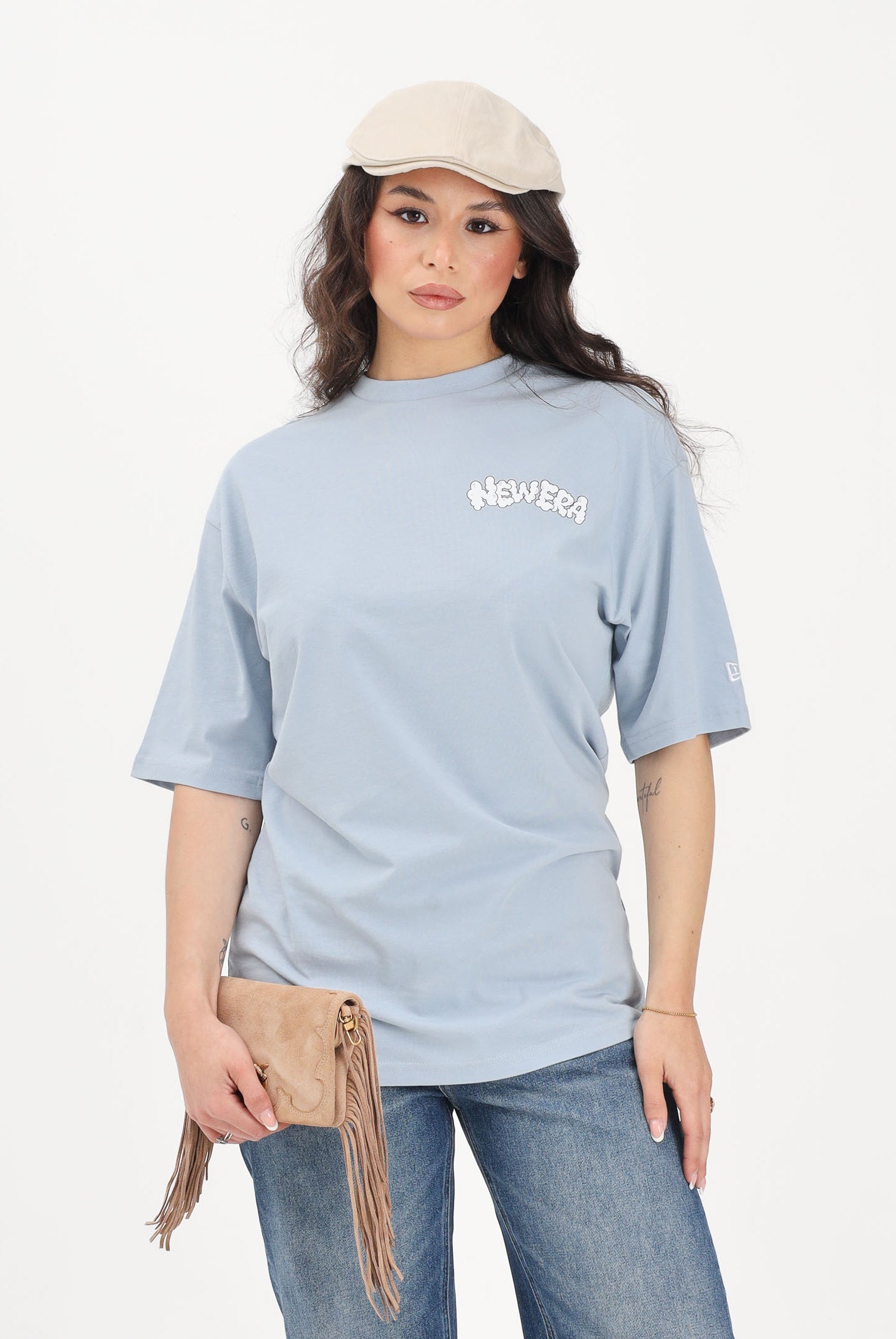 NEW ERA T-shirt a manica corta Oversized New Era Fun Block Party Graphic azzurra per uomo e donna 60856210 . NEW ERA