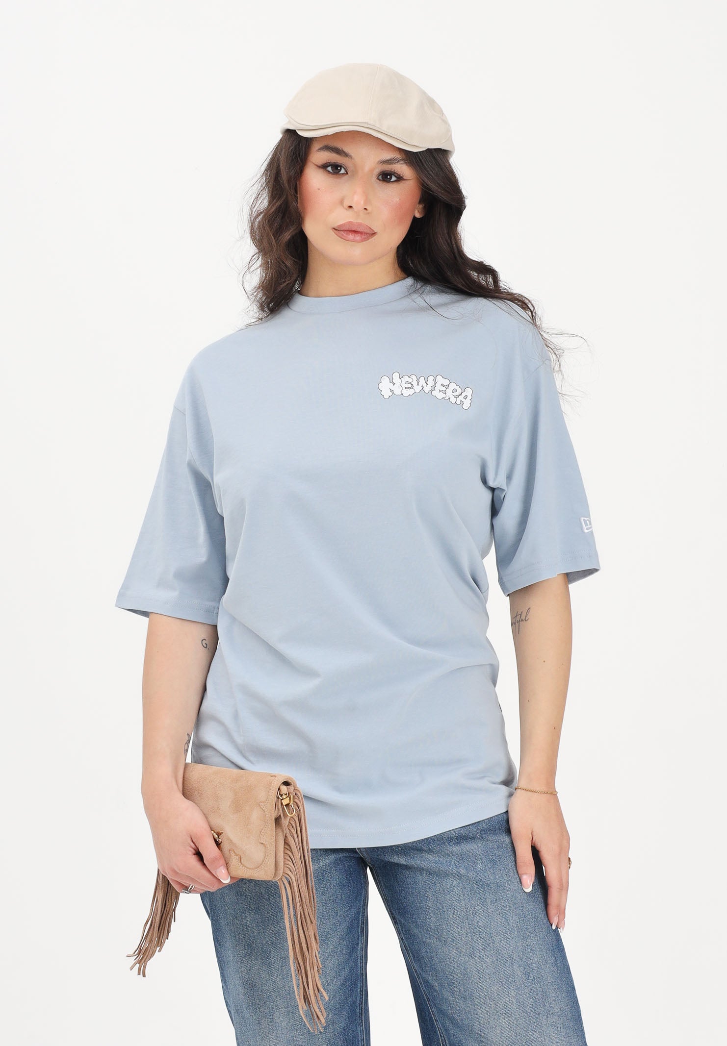 NEW ERA T-shirt a manica corta Oversized New Era Fun Block Party Graphic azzurra per uomo e donna 60856210 . NEW ERA