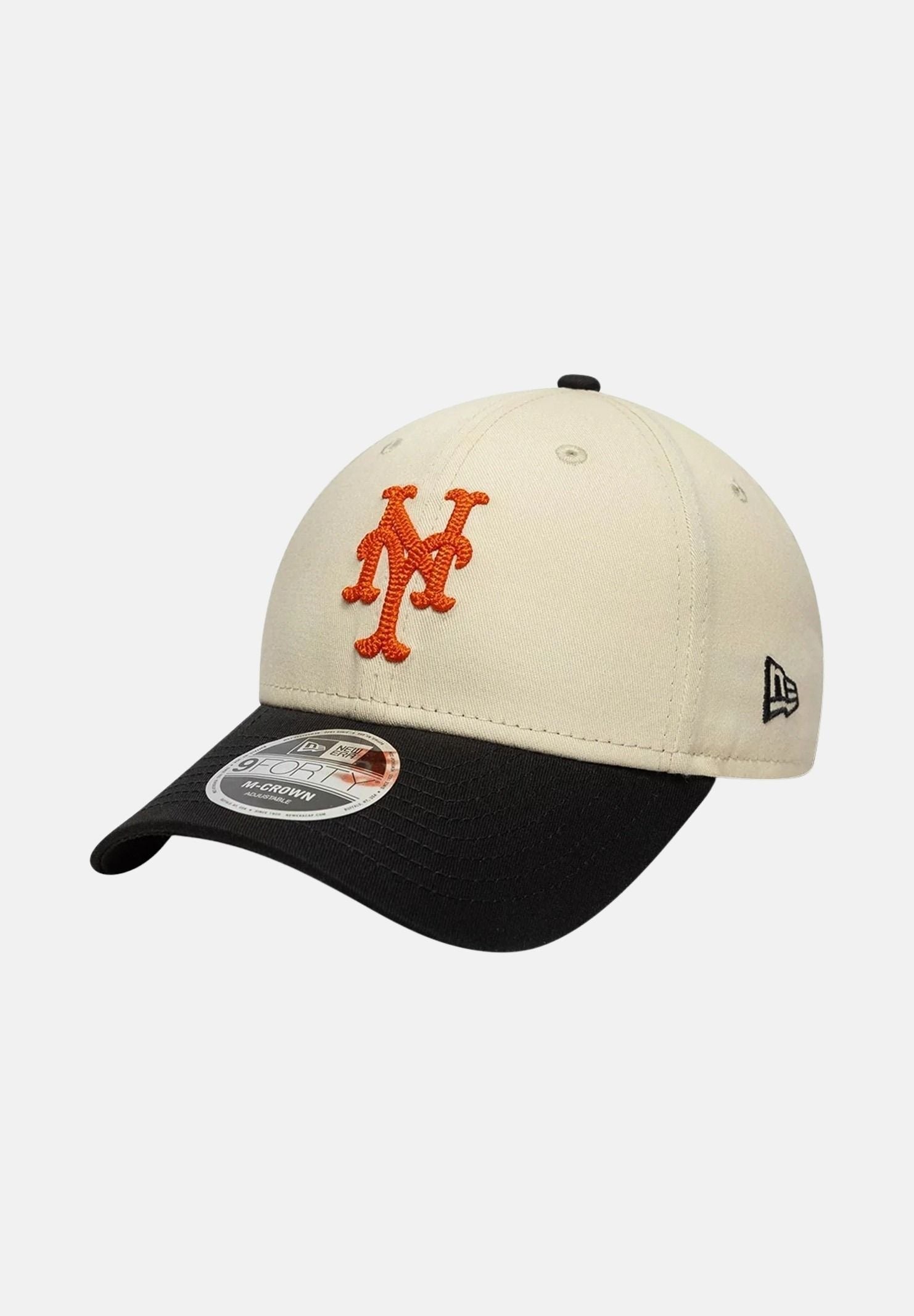NEW ERA Cappello con visiera MLB Side Script New York 9FORTY M-Crown beige e nero per uomo e donna 60856245 . NEW ERA