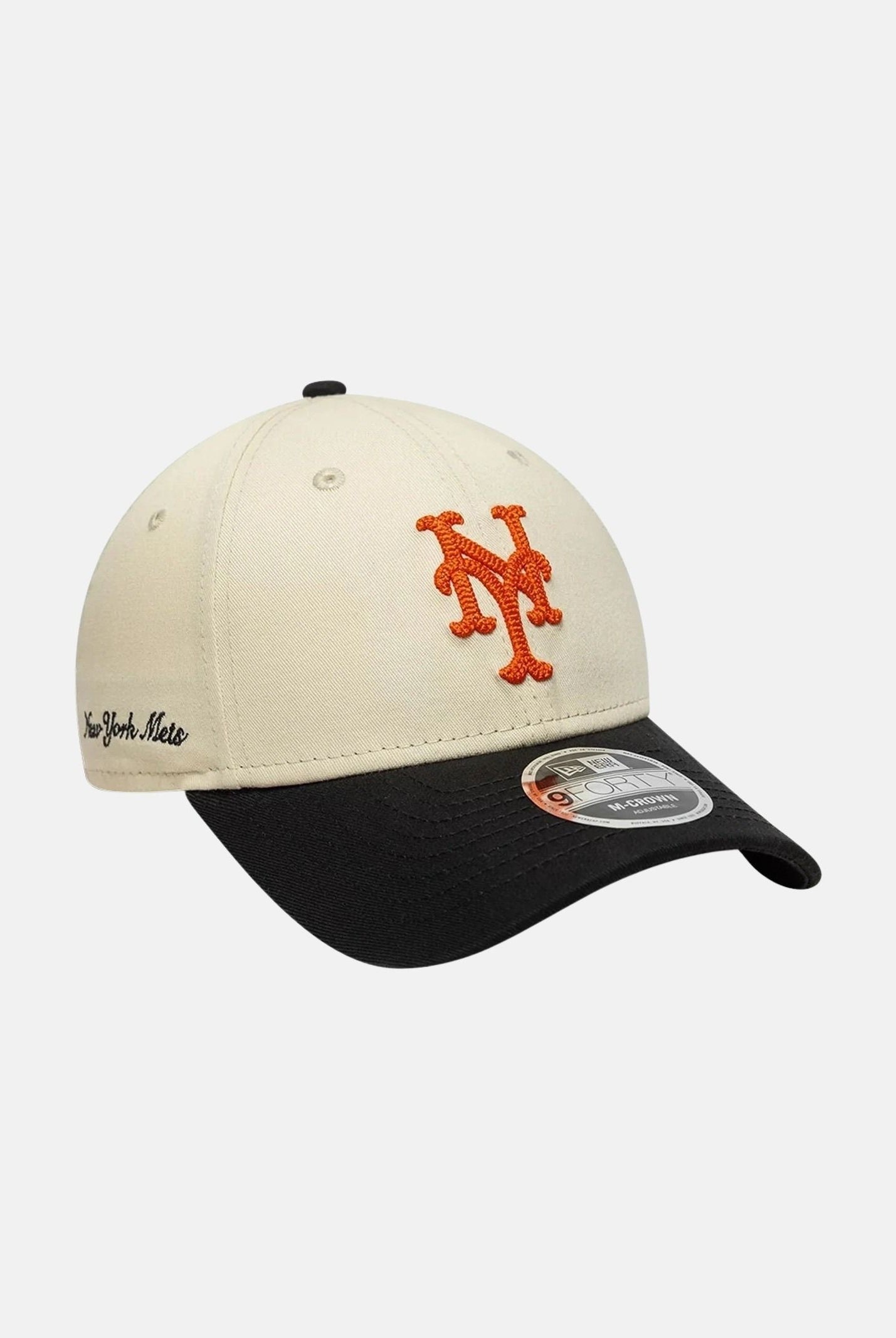 NEW ERA Cappello con visiera MLB Side Script New York 9FORTY M-Crown beige e nero per uomo e donna 60856245 . NEW ERA
