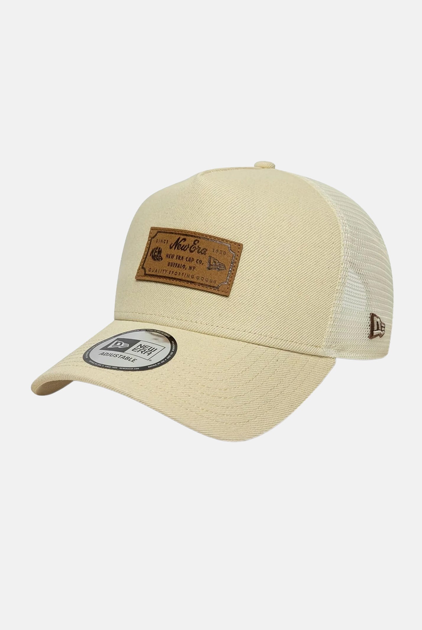 NEW ERA Cappello con visiera 9FORTY A-Frame Trucker New Era Leather Patch Denim crema per uomo e donna 60856333 . NEW ERA