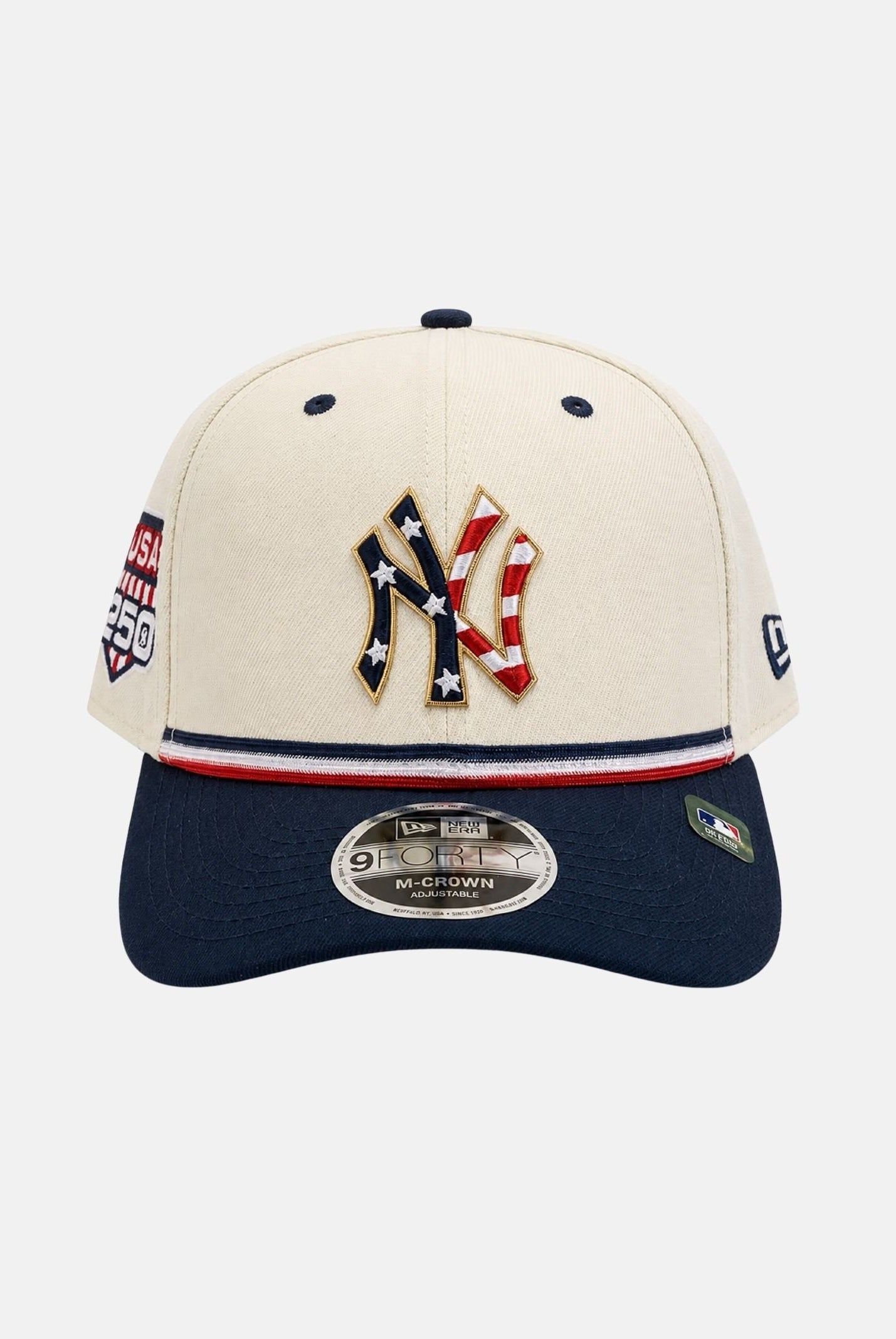 NEW ERA cappello con visiera New York Yankees MLB USA 250 9FORTY M-Crown Bright Blue blu beige da uomo e donna 60866724 . NEW ERA