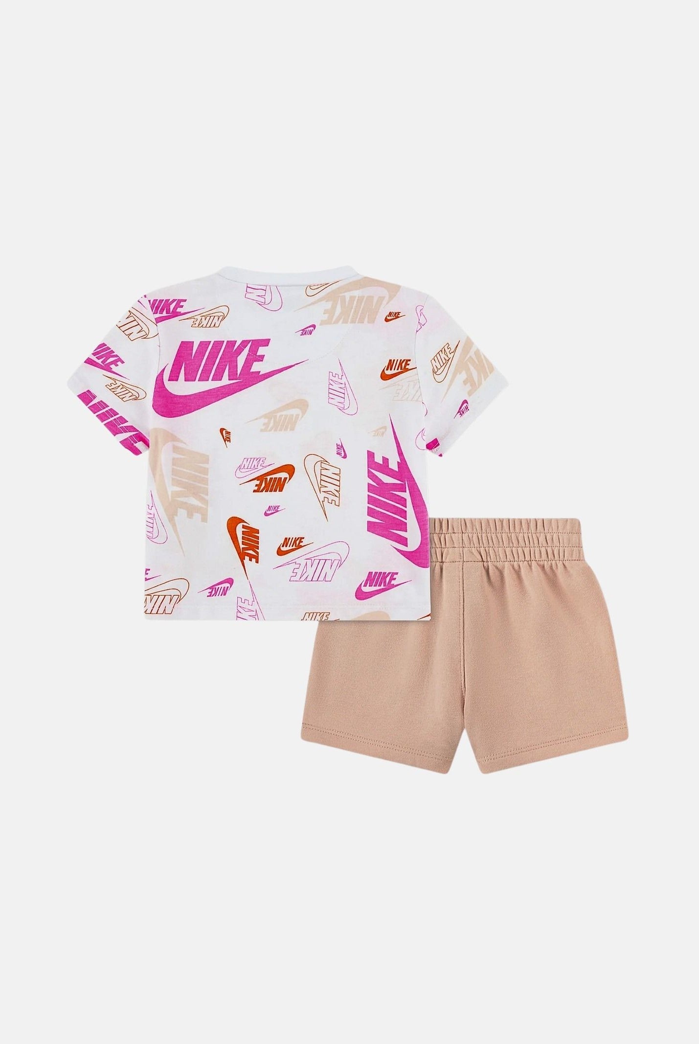 NIKE Completino beige e bianco da neonato con stampa 66N043 N0K NIKE