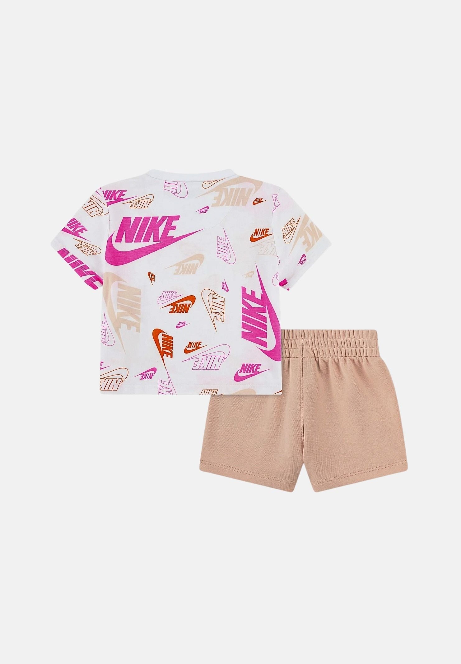 NIKE Completino beige e bianco da neonato con stampa 66N043 N0K NIKE