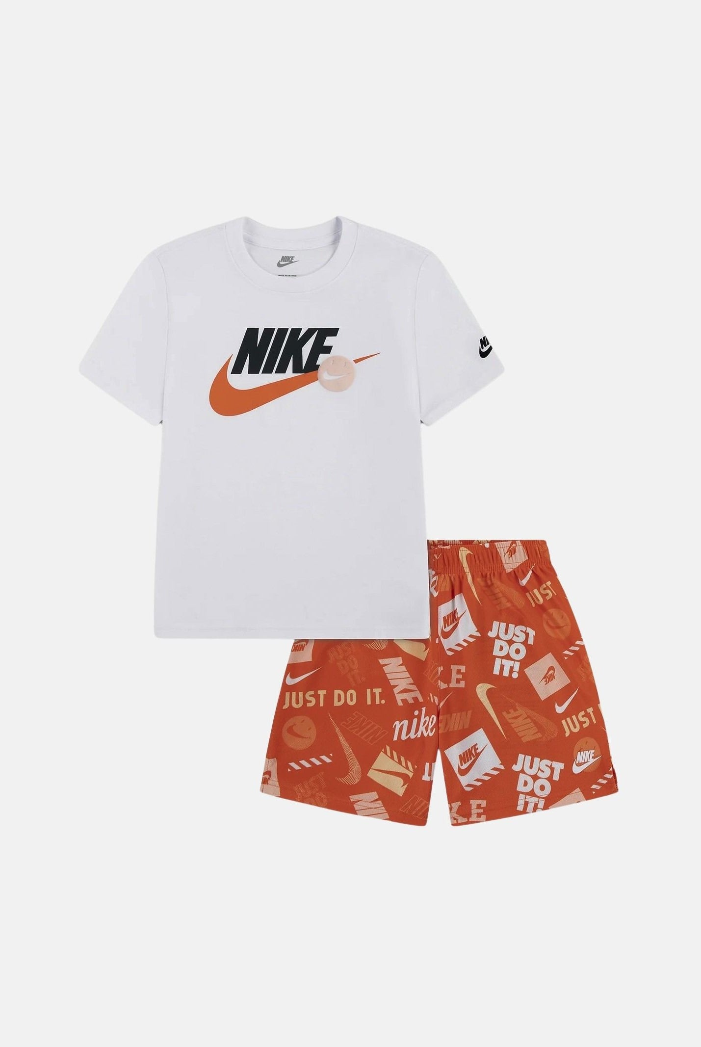 NIKE Completino bianco e arancione da neonato con stampa 66N945 N33 NIKE