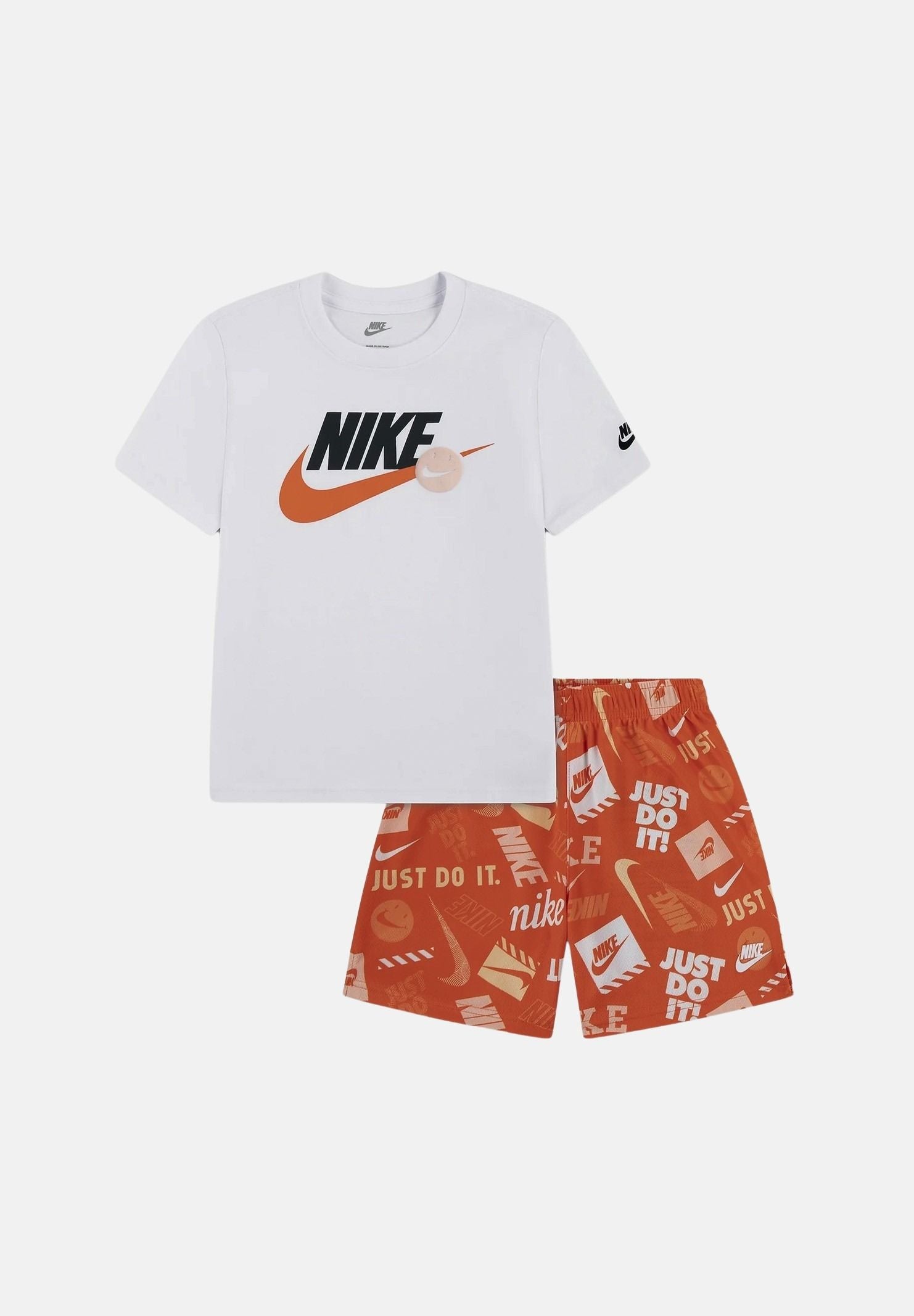NIKE Completino bianco e arancione da neonato con stampa 66N945 N33 NIKE