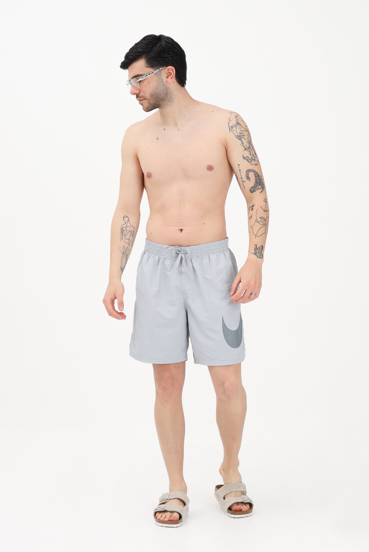 NIKE Shorts mare grigio da uomo con stampa NESSF508 051 NIKE