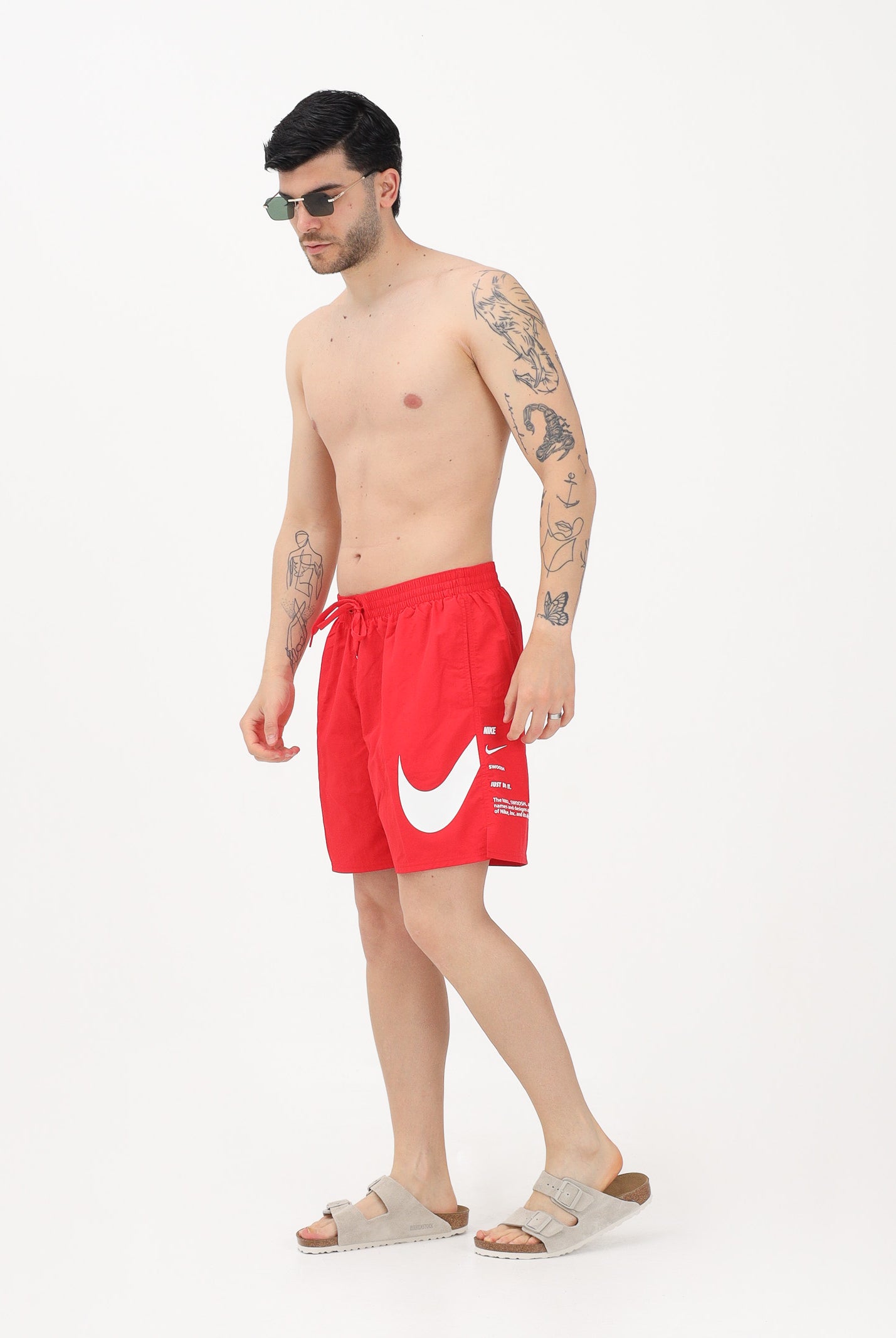 NIKE Shorts mare rosso da uomo con stampa NESSF508 614 NIKE