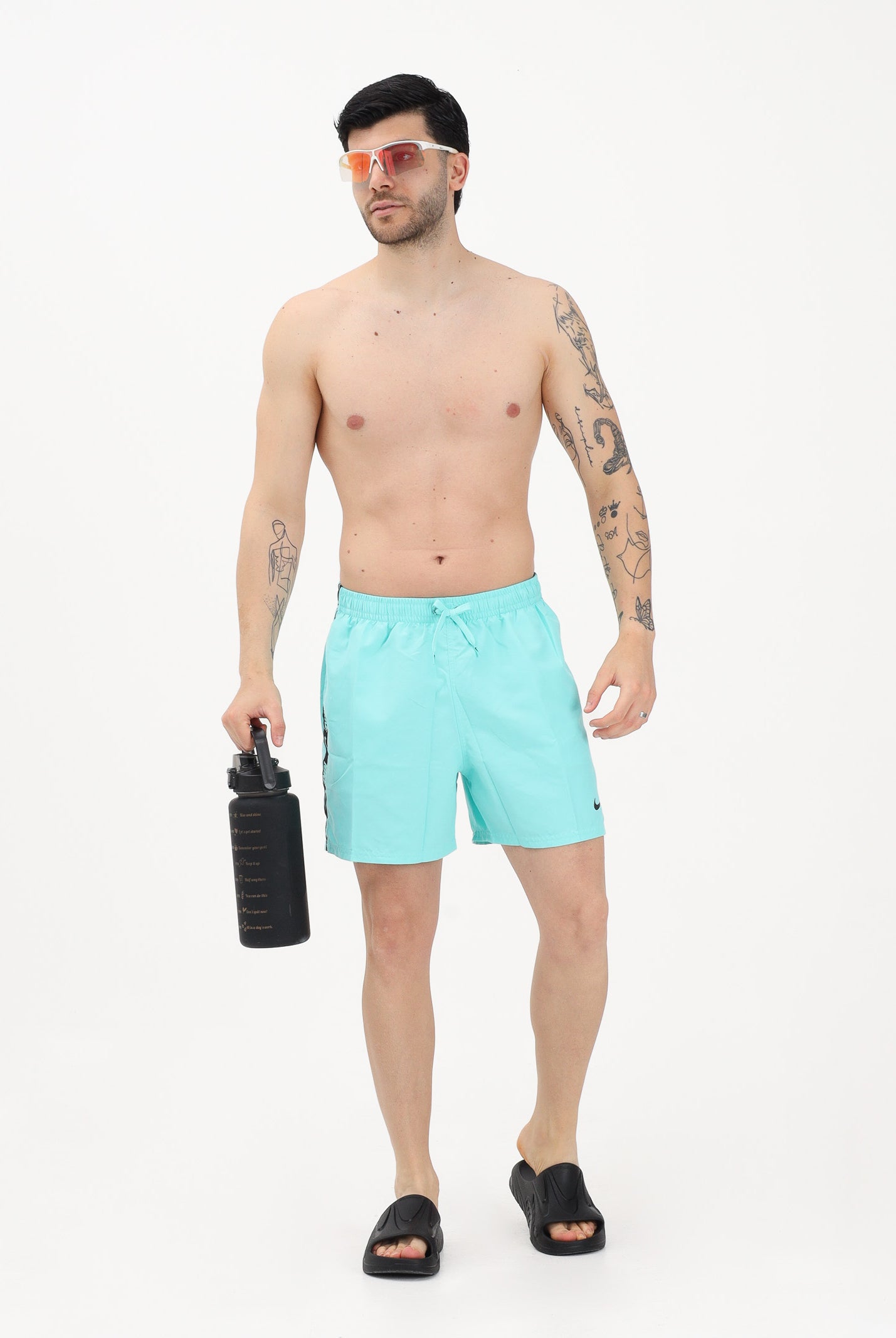 NIKE Shorts mare verde acqua da uomo con banda laterale logata NESSG555 468 NIKE