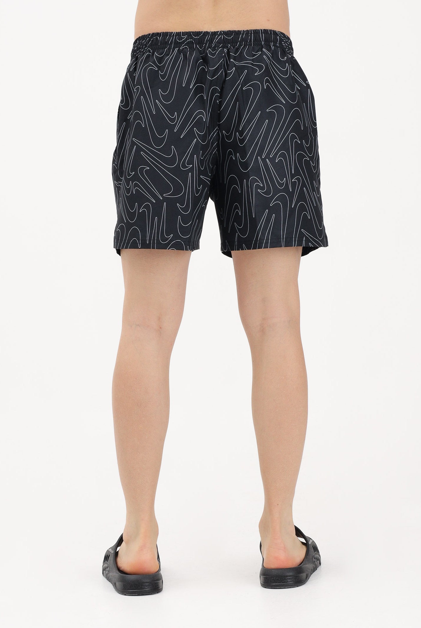 NIKE Shorts mare nero da uomo con stampa Swoosh NESSG572 001 NIKE