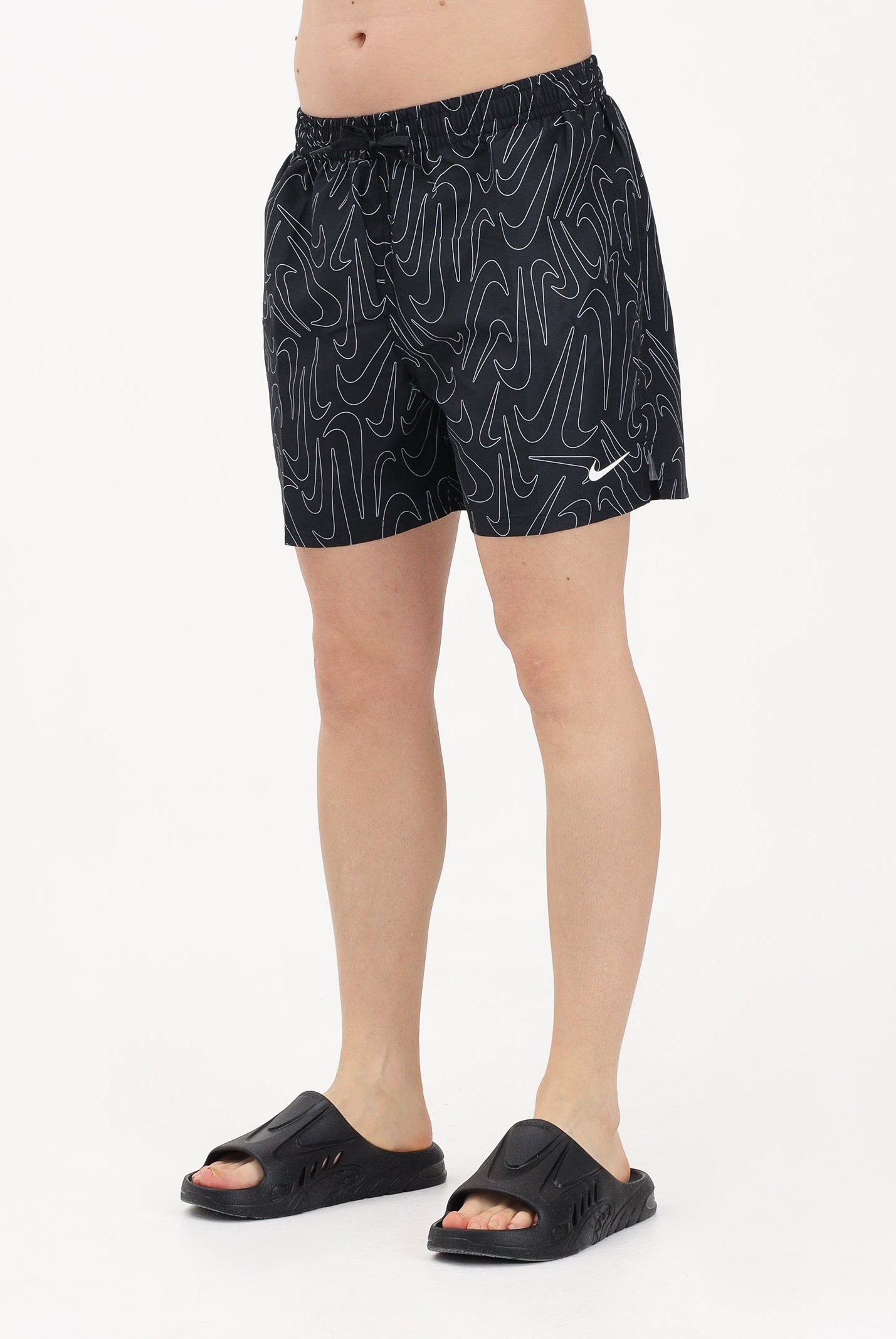 NIKE Shorts mare nero da uomo con stampa Swoosh NESSG572 001 NIKE