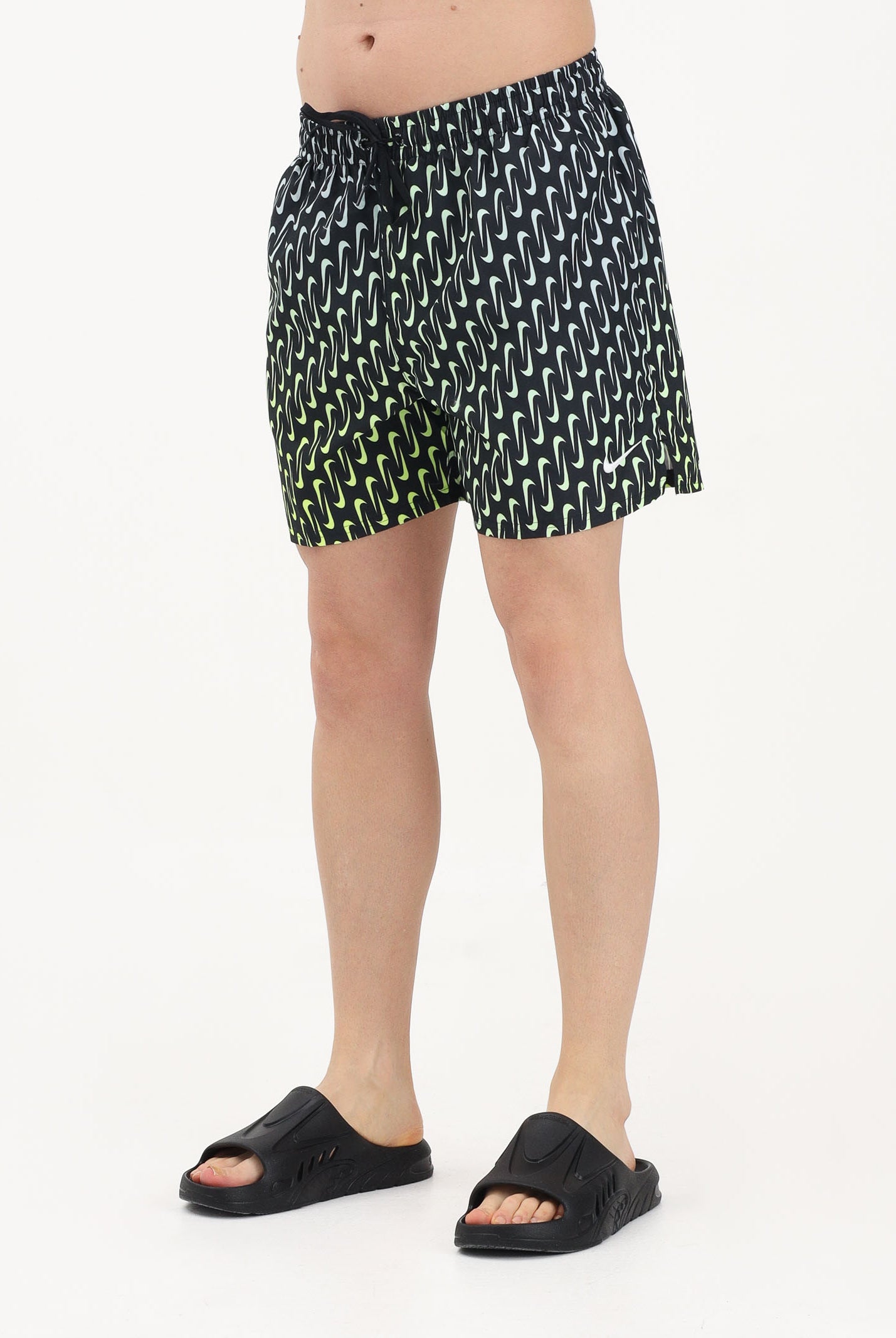 NIKE Shorts mare nero da uomo con stampa Swoosh NESSG577 001 NIKE