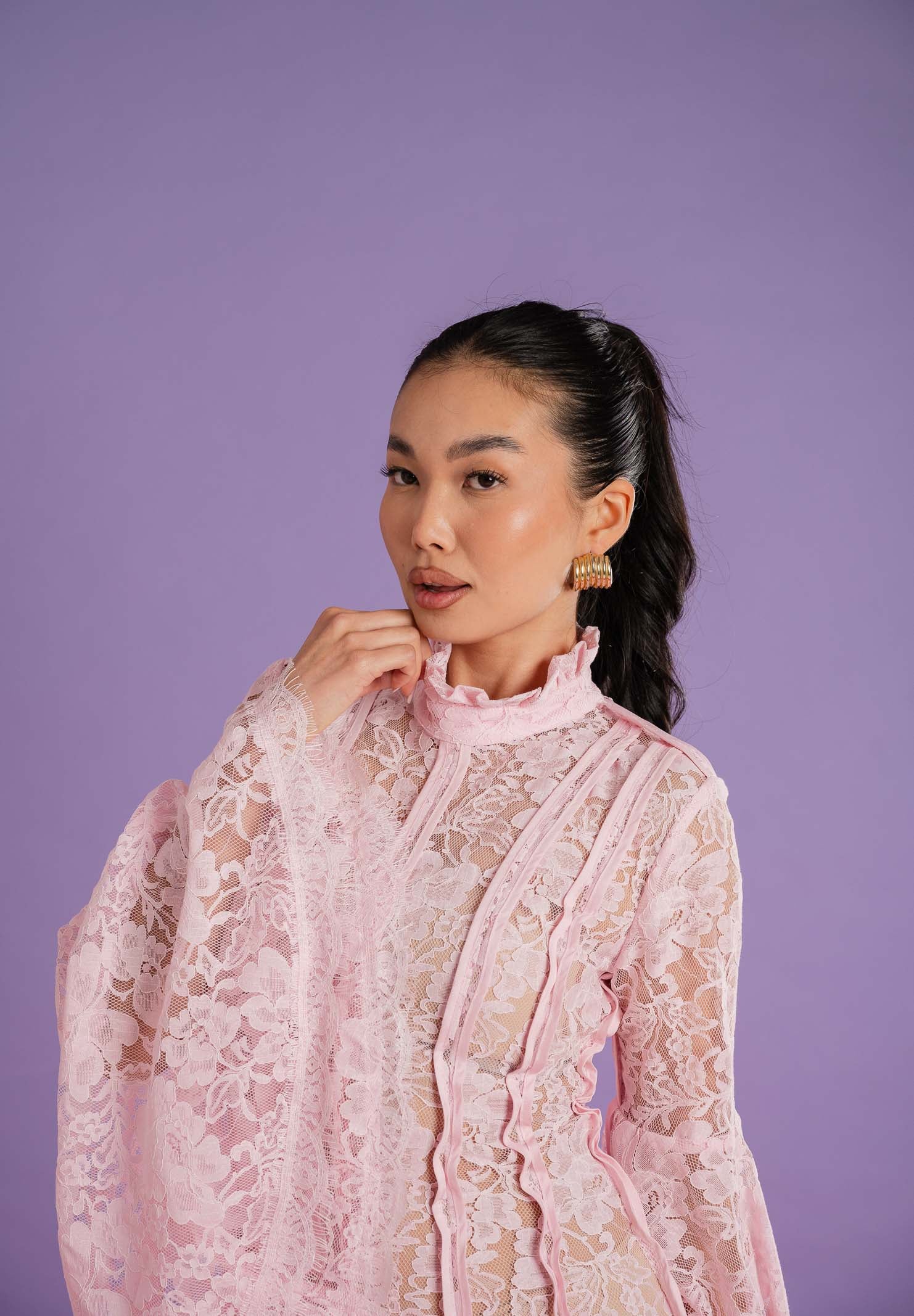 ODI ODI Abito midi rosa da donna realizzato in pizzo floreale ARBOREA110S6 G8 ODI ODI