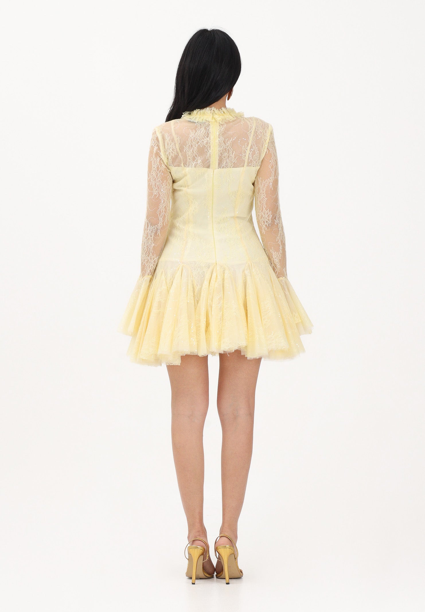 ODI ODI Abito corto giallo da donna in pizzo e tulle BACOLI110S6 D9 ODI ODI