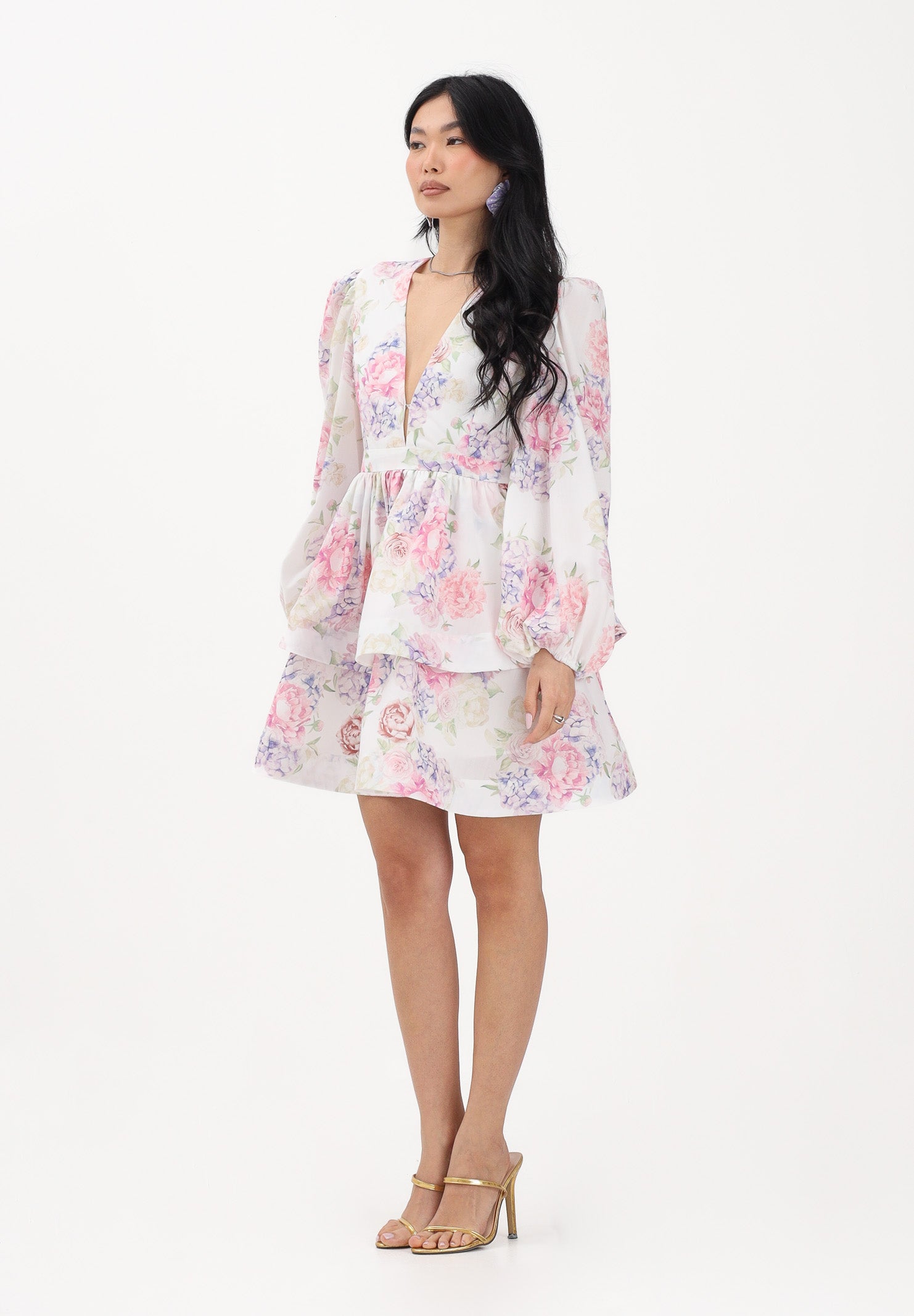 ODI ODI Abito corto bianco da donna con stampa floreale LICOSA110S6 M7 ODI ODI