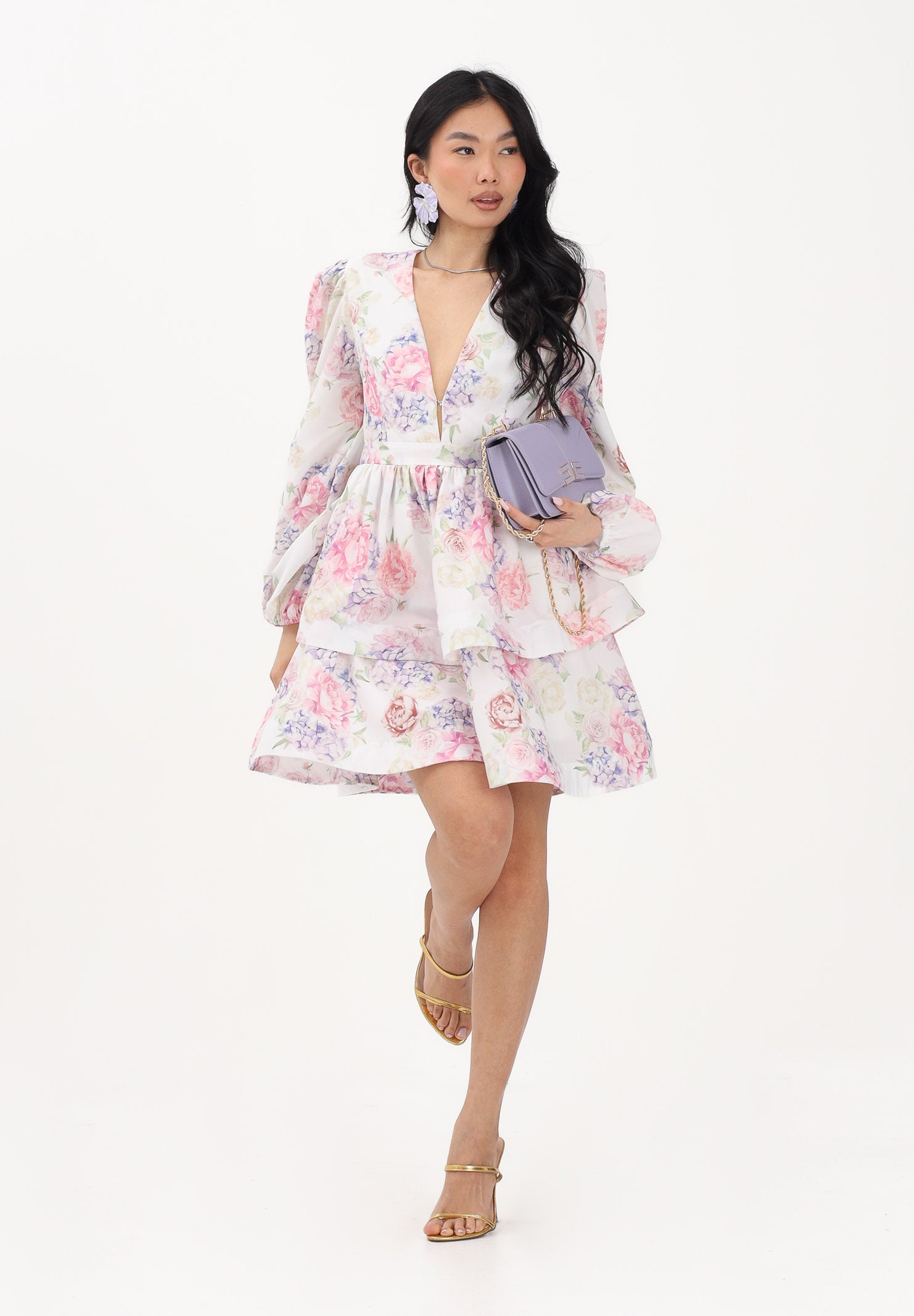 ODI ODI Abito corto bianco da donna con stampa floreale LICOSA110S6 M7 ODI ODI