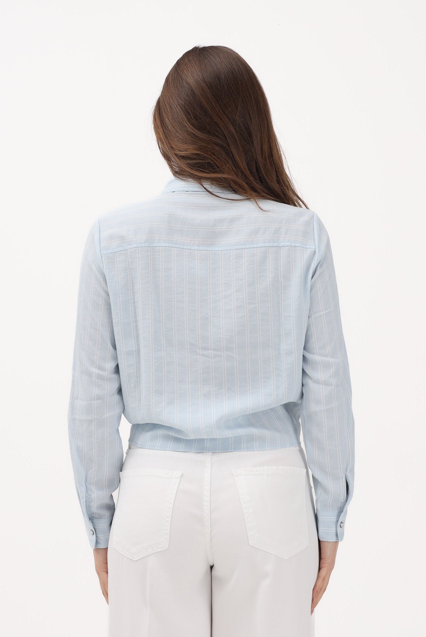 ONLY Camicia a manica lunga azzurra da donna con sottili righe e taschino 15195910 CEBR ONLY