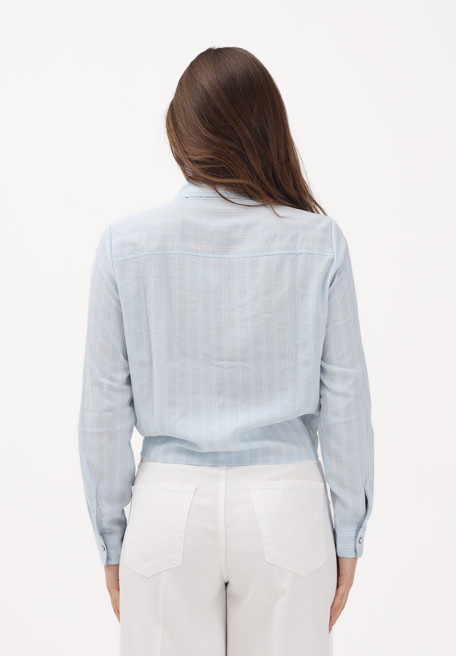 ONLY Camicia a manica lunga azzurra da donna con sottili righe e taschino 15195910 CEBR ONLY