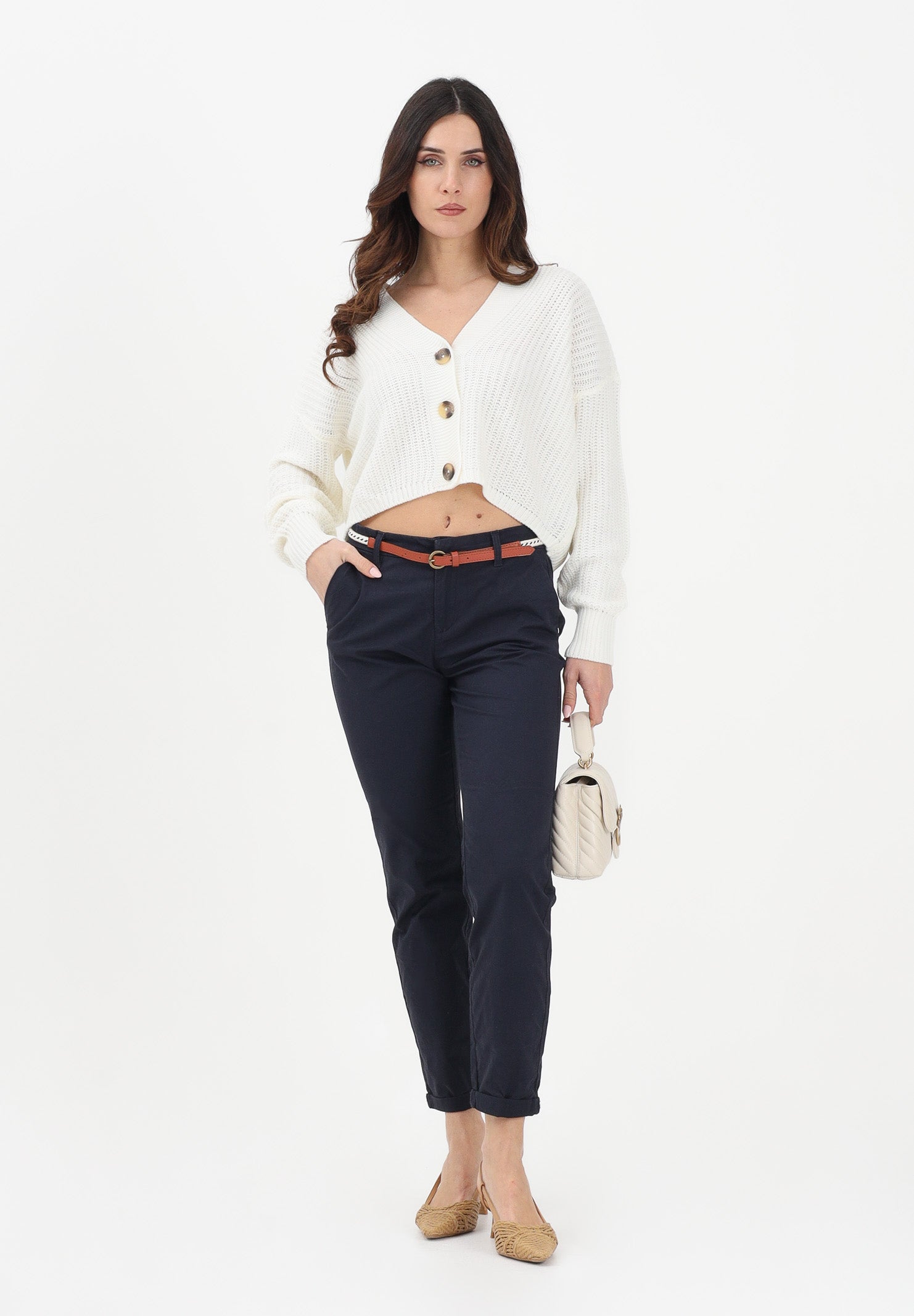 ONLY Pantalone blu da donna con cintura 15218519 NISK ONLY