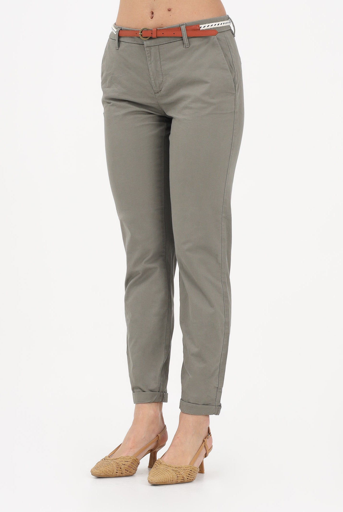 ONLY Pantalone verde oliva da donna con cinturino 15218519 SM ONLY