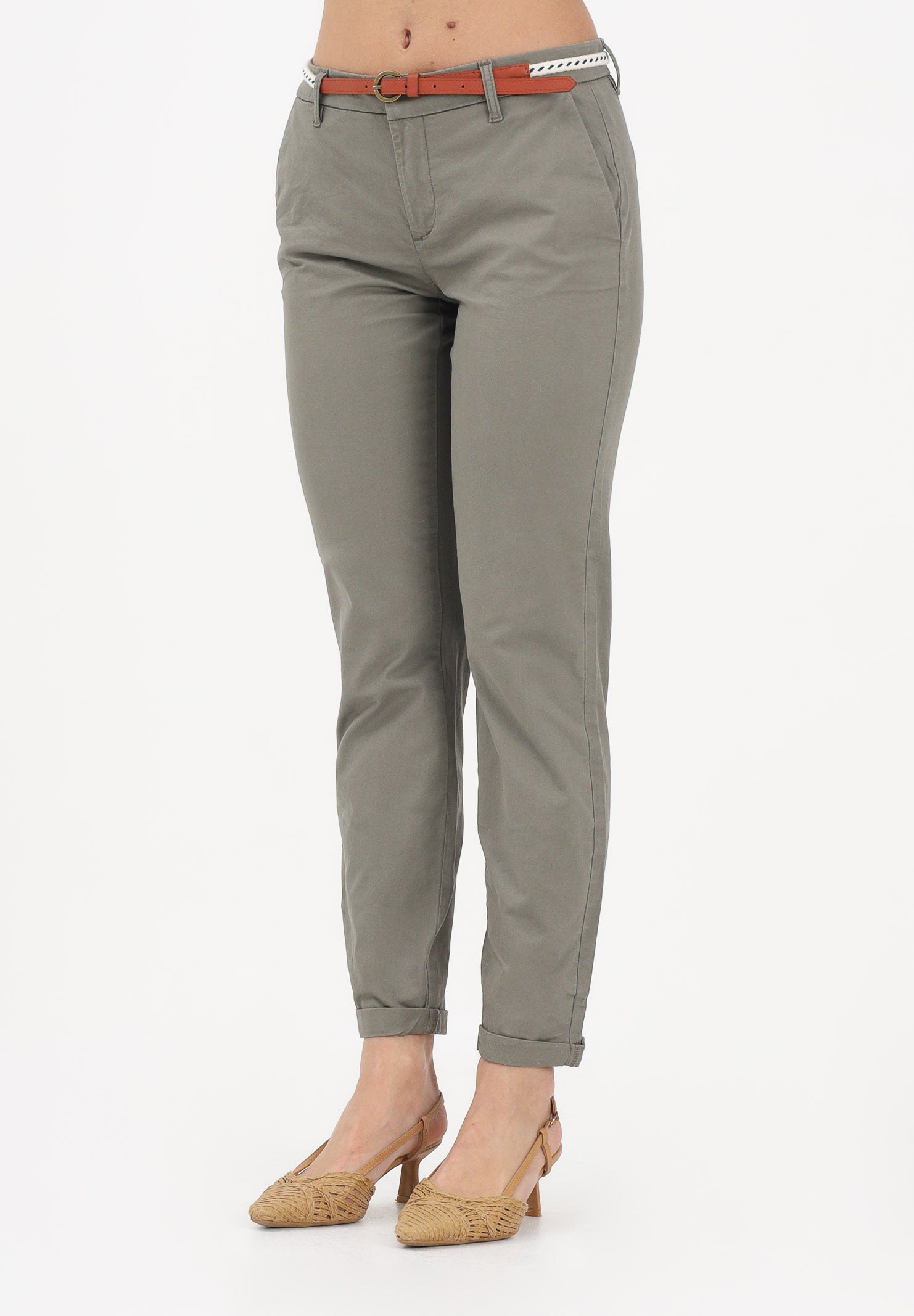 ONLY Pantalone verde oliva da donna con cinturino 15218519 SM ONLY