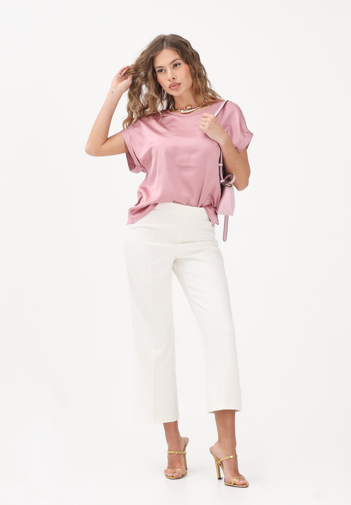 ONLY Blusa a manica corta rosa da donna 15303413 LI ONLY