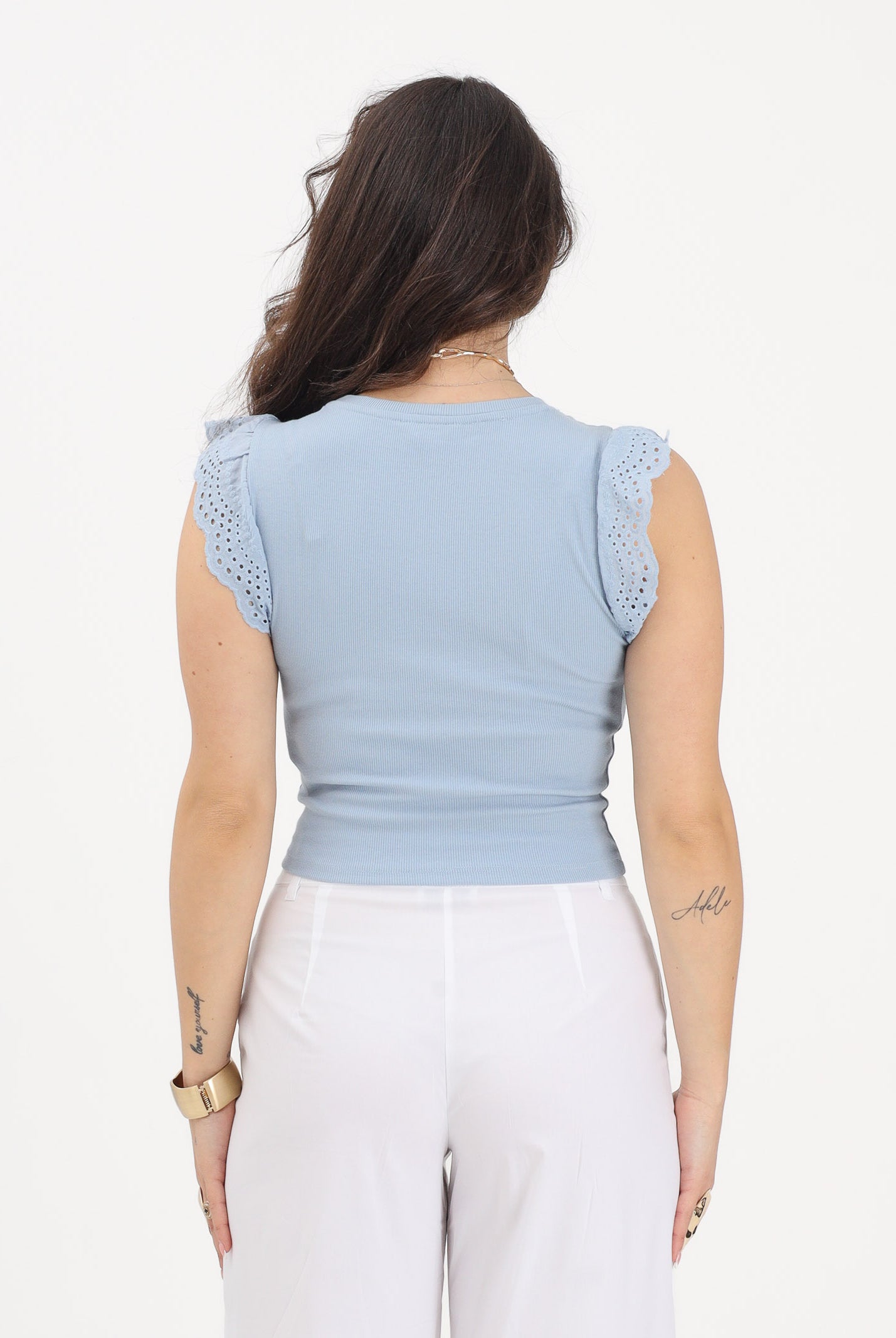 ONLY Canotta azzurra da donna con dettagli in pizzo sangallo 15308890 SOCH ONLY
