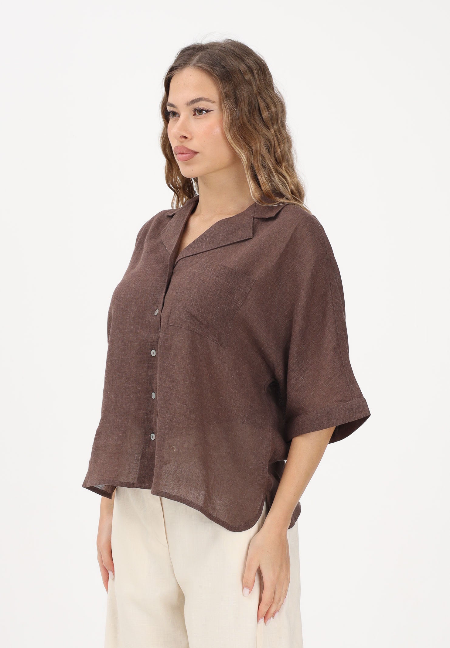 ONLY Camicia a manica corta marrone da donna 15314215 CHMA ONLY