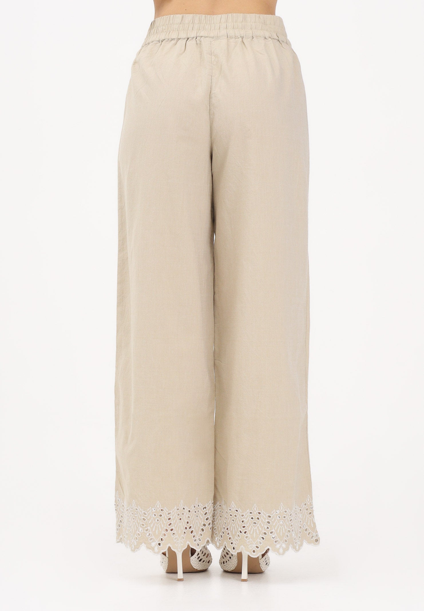 ONLY Pantalone beige da donna con fondo ricamato 15343184 OLGR ONLY