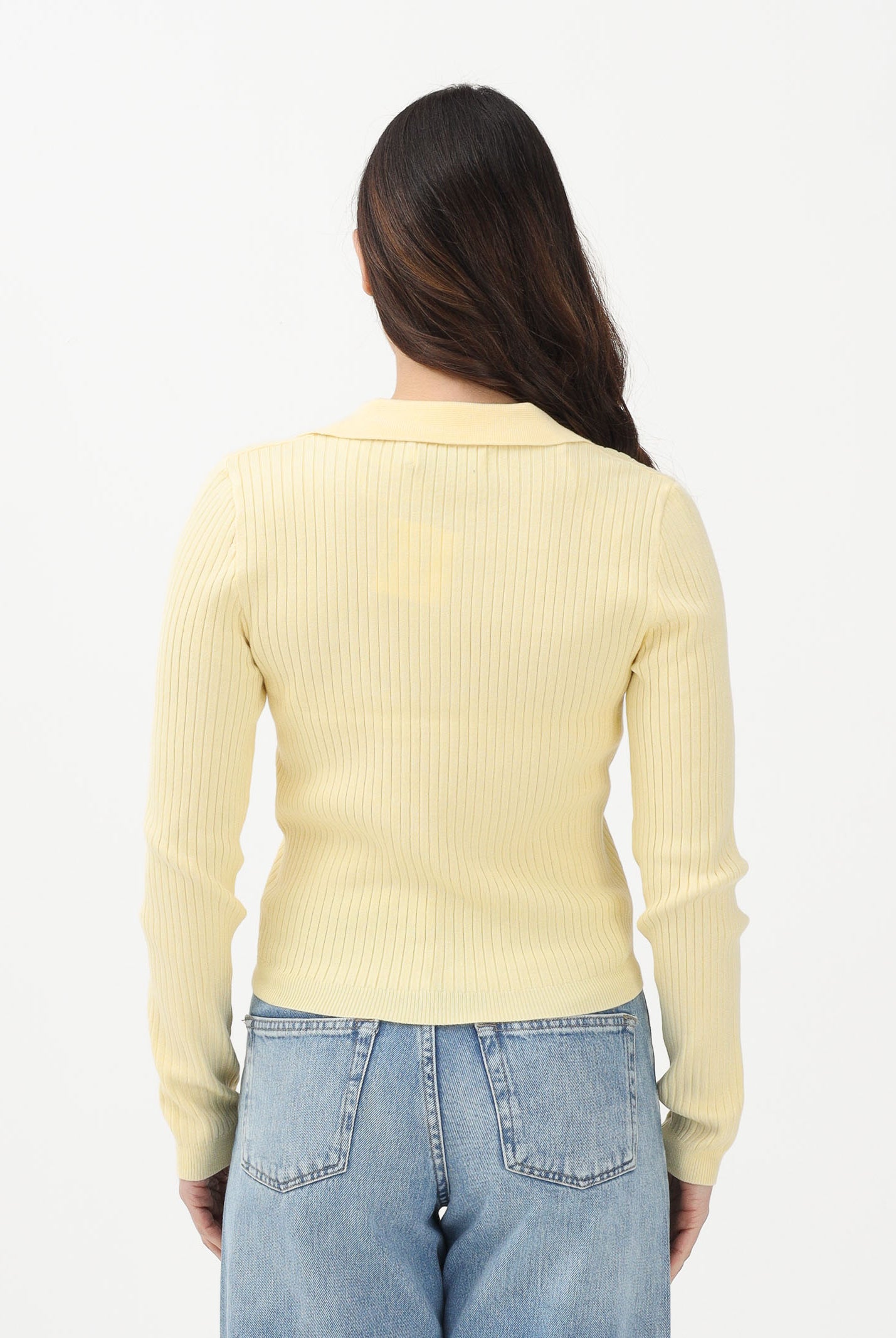 ONLY Maglioncino in tessuto a coste giallo da donna stile polo 15344841 DOCR ONLY