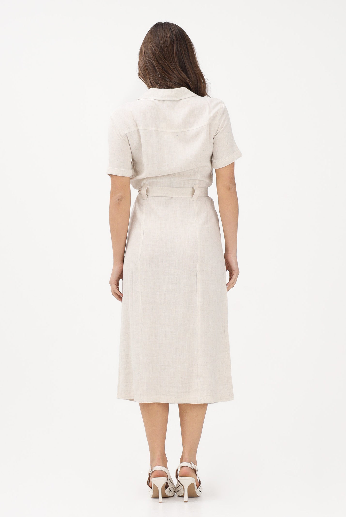 ONLY Abito midi beige da donna con cintura 15347210 MO ONLY