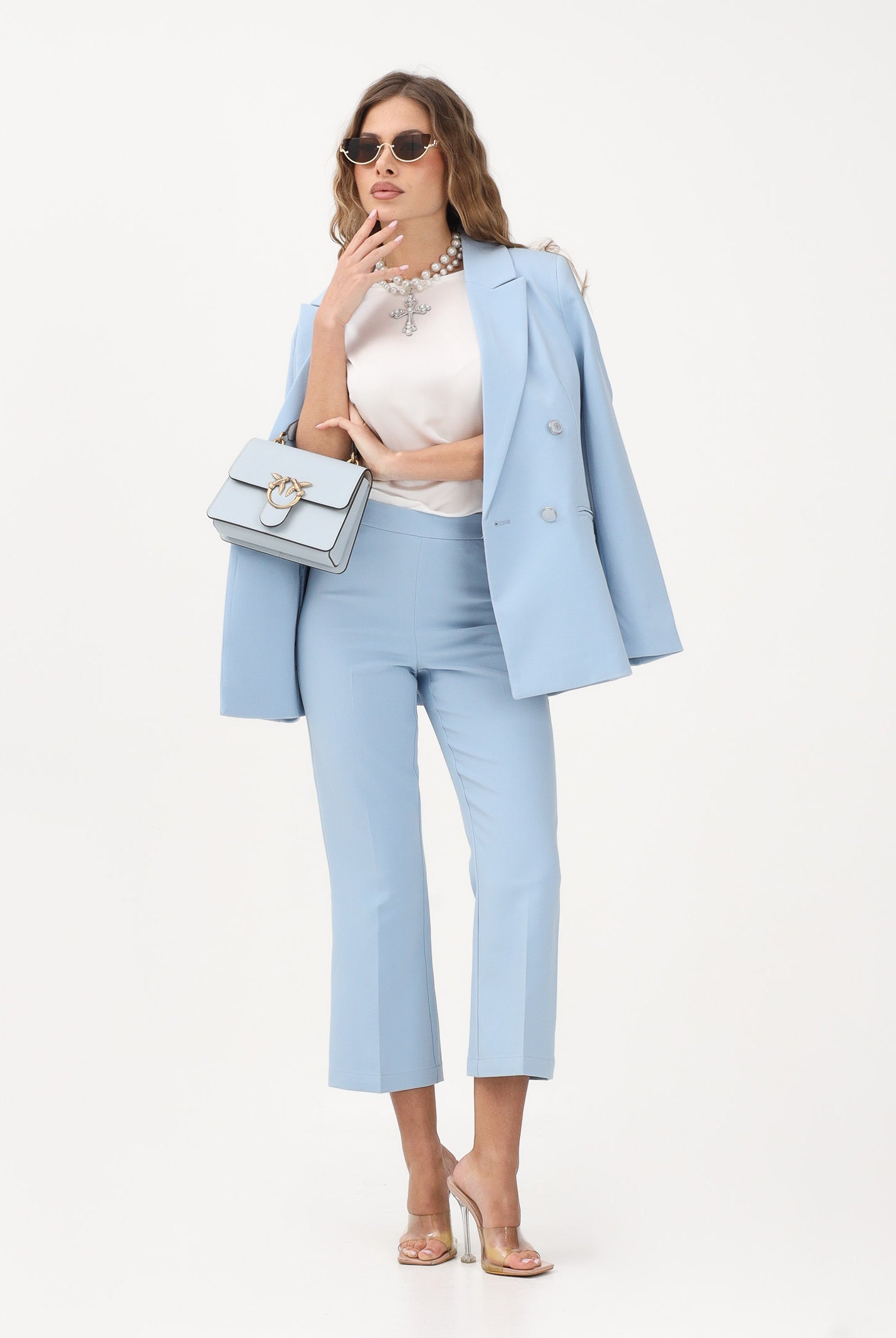 ONLY Pantalone cropped celeste da donna 15364418 SOCH ONLY