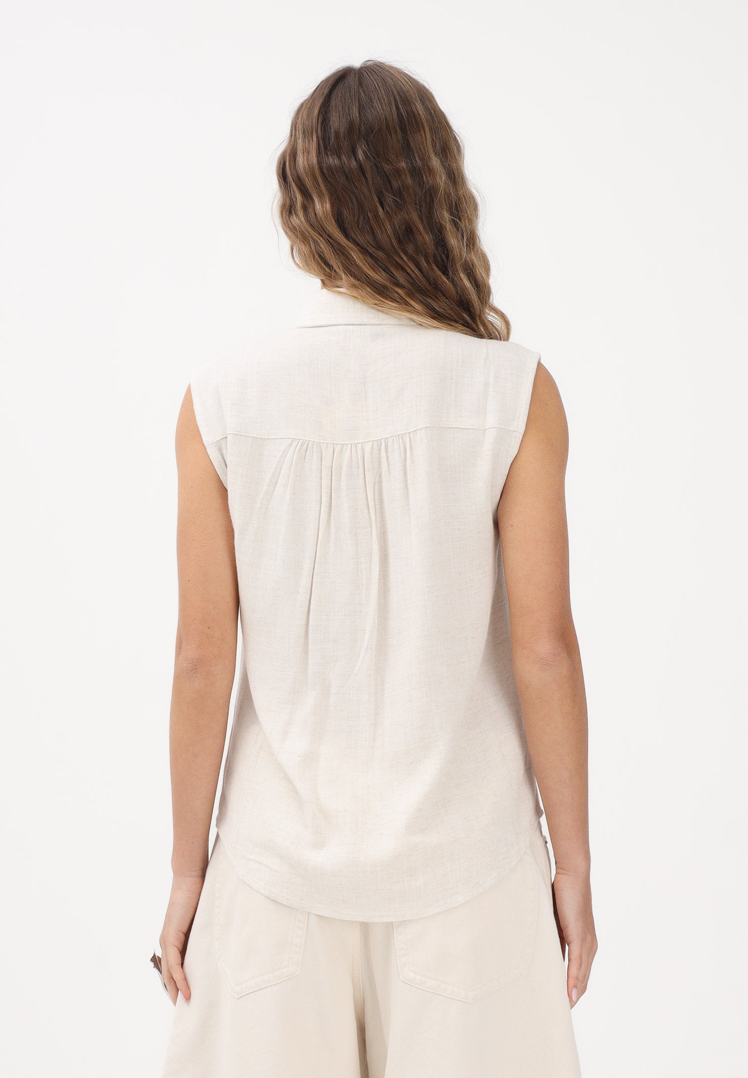 ONLY Camicia smanicata beige da donna 15367416 MO ONLY