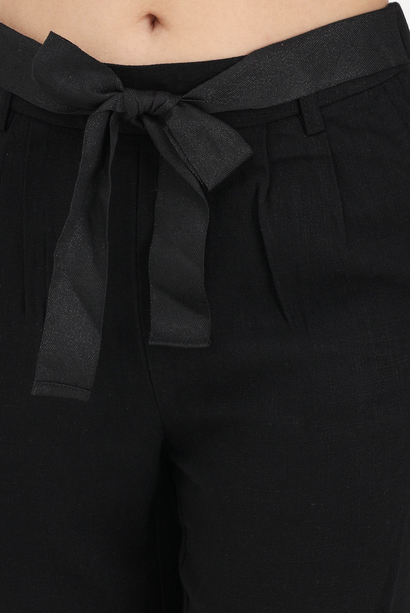 ONLY Pantalone nero da donna con cintura coordinata 15367751 BL ONLY