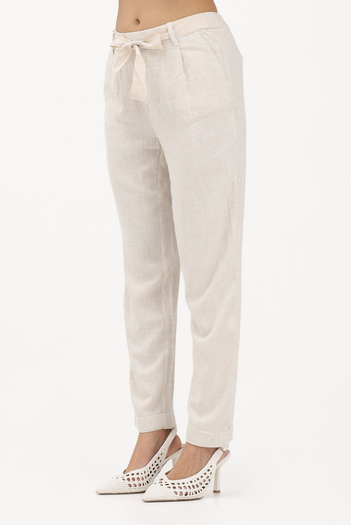 ONLY Pantalone panna da donna con cintura coordinata 15367751 MO ONLY
