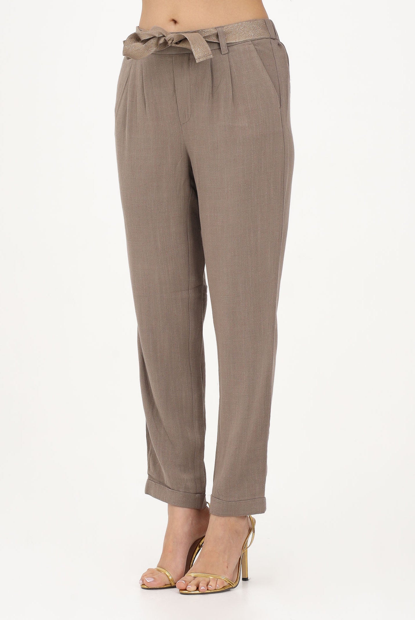ONLY Pantalone marrone da donna con cintura coordinata 15367751 WA ONLY