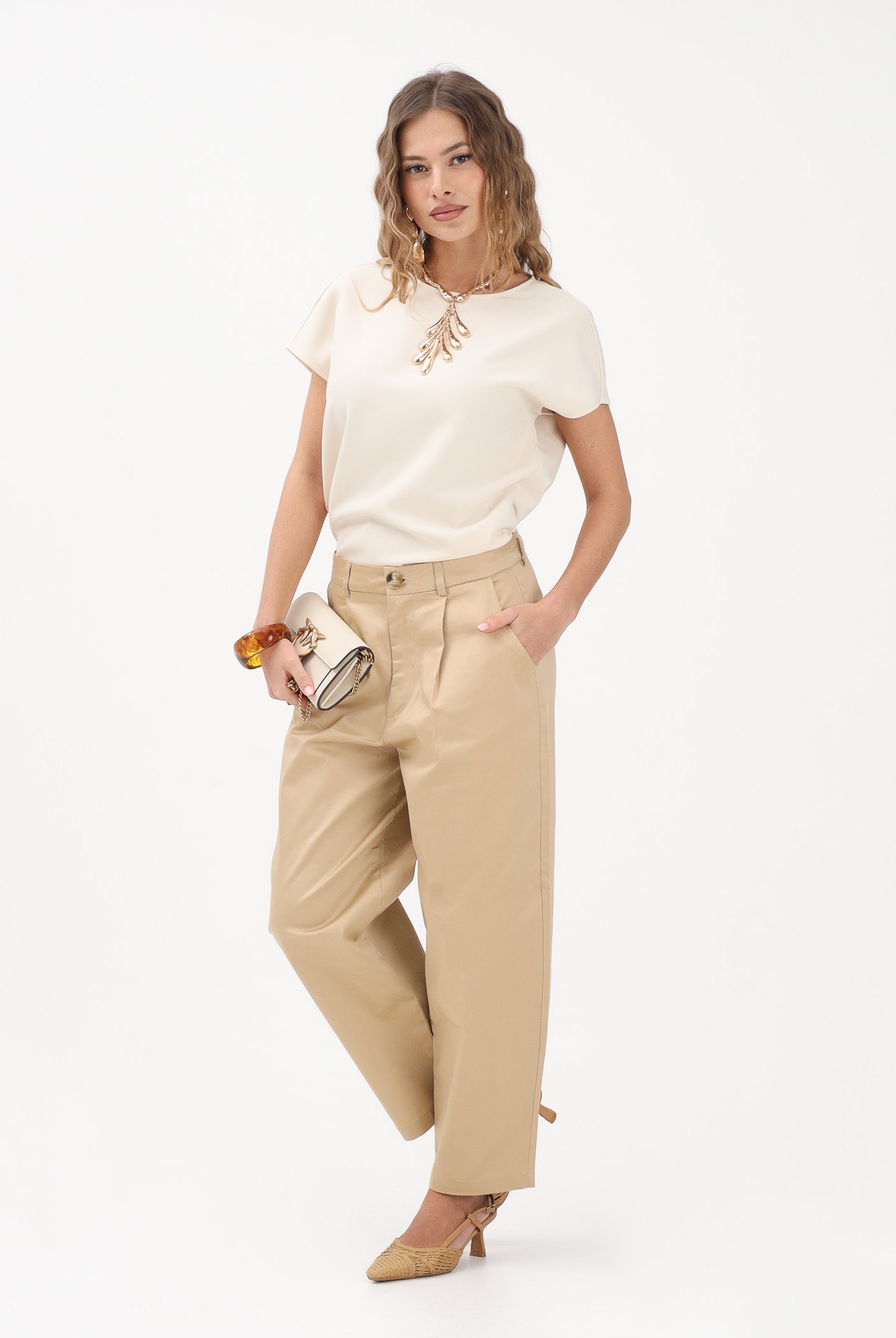 ONLY Pantalone chino beige da donna 15368213 IRCR ONLY