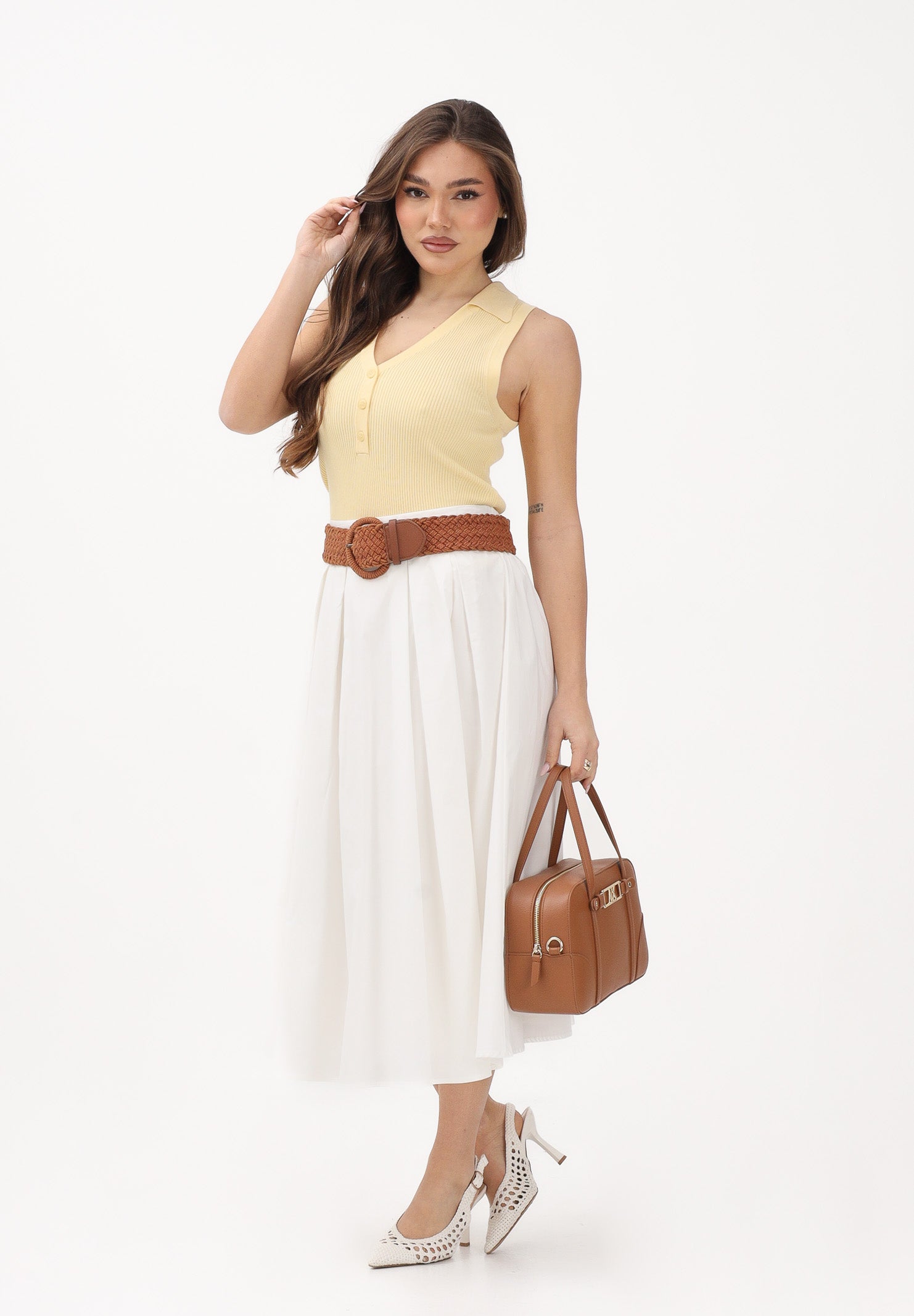 ONLY Gonna midi bianca da donna 15369555 CLDA ONLY